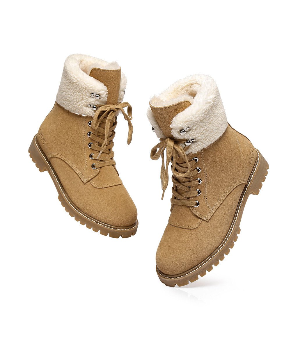 Women's UGG Mimi Lace Boots - Cozy Winter Shearling Lined Snow Boots for Women | Waterproof & Comfortable | Perfect for Snowy Days, Outdoor Activities & Casual Wear