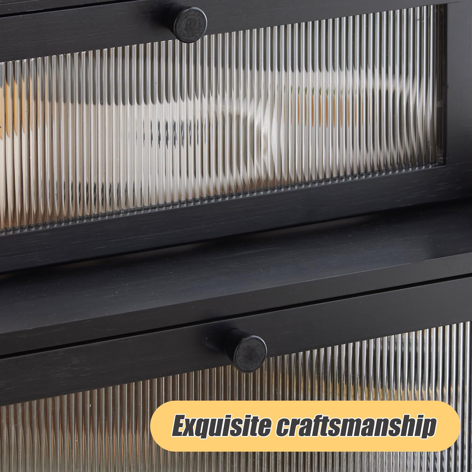 Double Layer Bamboo Bread Box with Window - Eco-Friendly Kitchen Countertop Bread Storage & Holder for Fresh Bread, Baguettes, Rolls - Perfect for Home, Bakery, or Restaurant Use (Black)