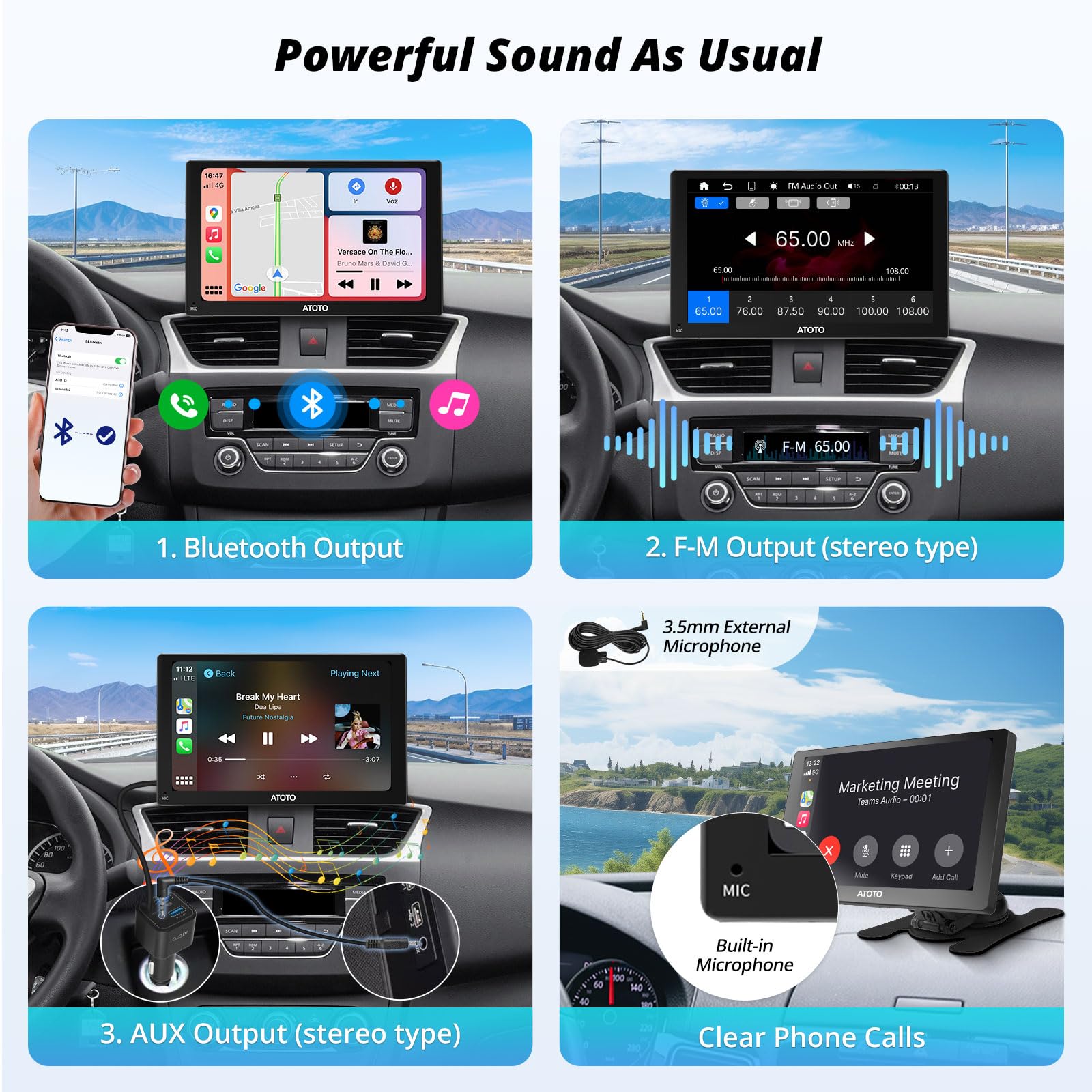 ATOTO P5 7-Inch Portable Wireless CarPlay & Android Auto QLED Touch Screen Car Stereo - 1080P Backup Camera, Dash Cam, GPS Navigation, Bluetooth, AUX, FM, Auto-Dimmer, MirrorLink (P507SD-S31) - Perfect for Road Trips & Daily Commuting