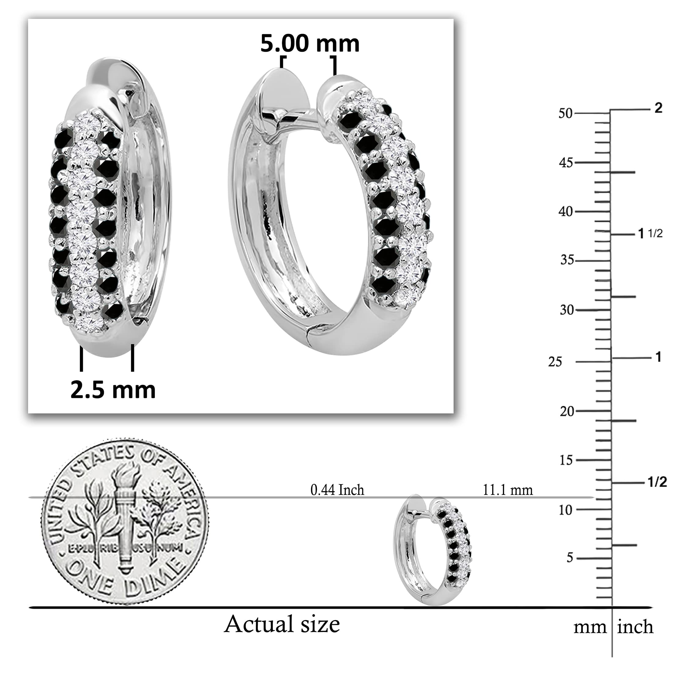 Dazzlingrock Collection 14K Solid White Gold Pave Set Huggie Hoop Earrings for Women - Perfect for Weddings, Parties & Everyday Elegance