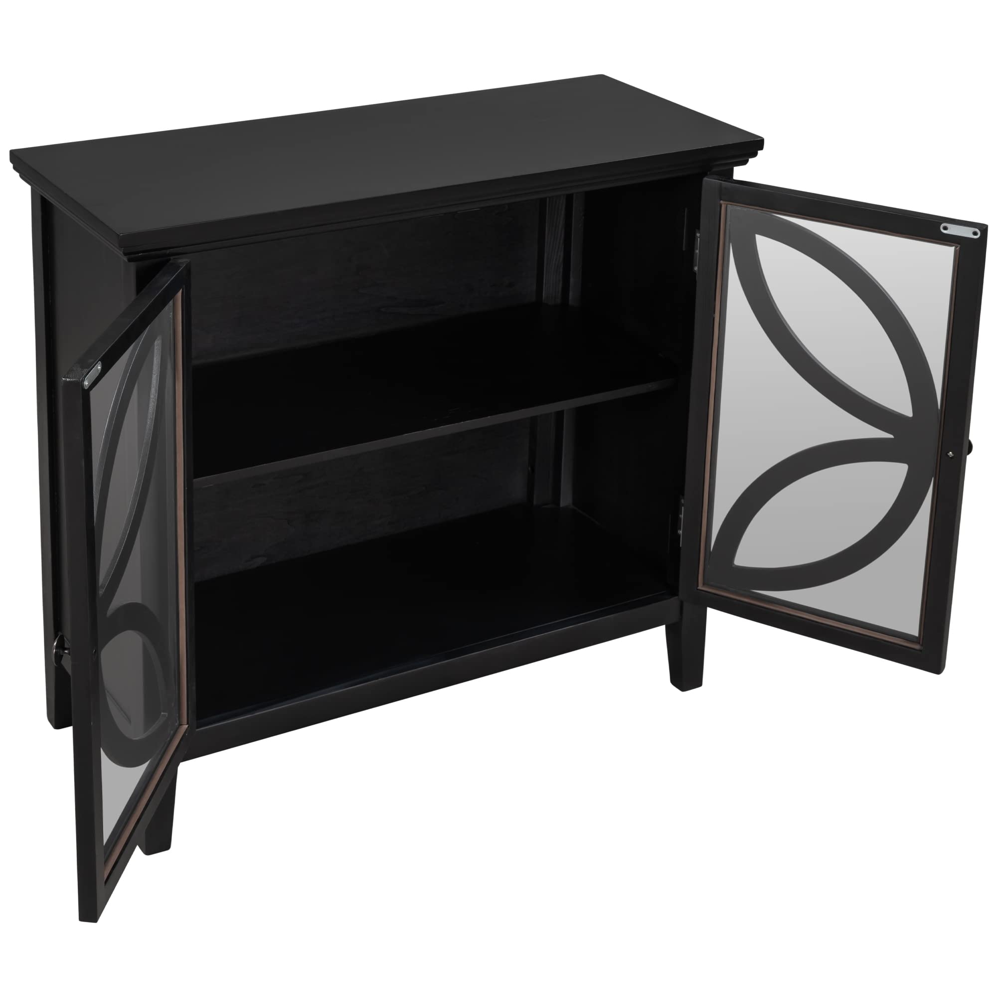 Modern Wooden Accent Storage Cabinet with Decorative Transparent Glass Door - Entryway Console, Living Room Sideboard, Bedroom Organizer - Perfect for Home Decor, Display Shelving & Entry Storage Solutions
