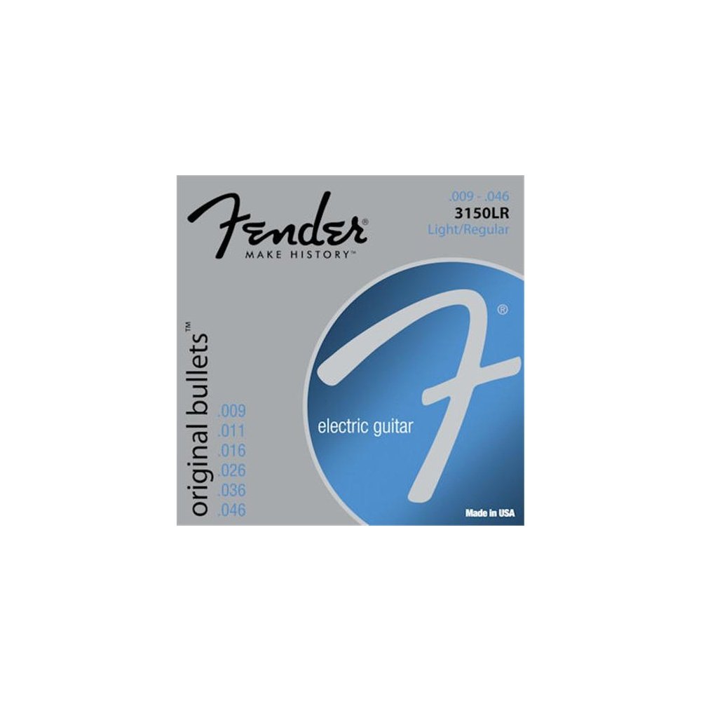Fender 3150LR Original Bullets Pure Nickel Electric Guitar Strings (9-46 Gauge) - Professional Quality for Rock, Blues & Live Performances