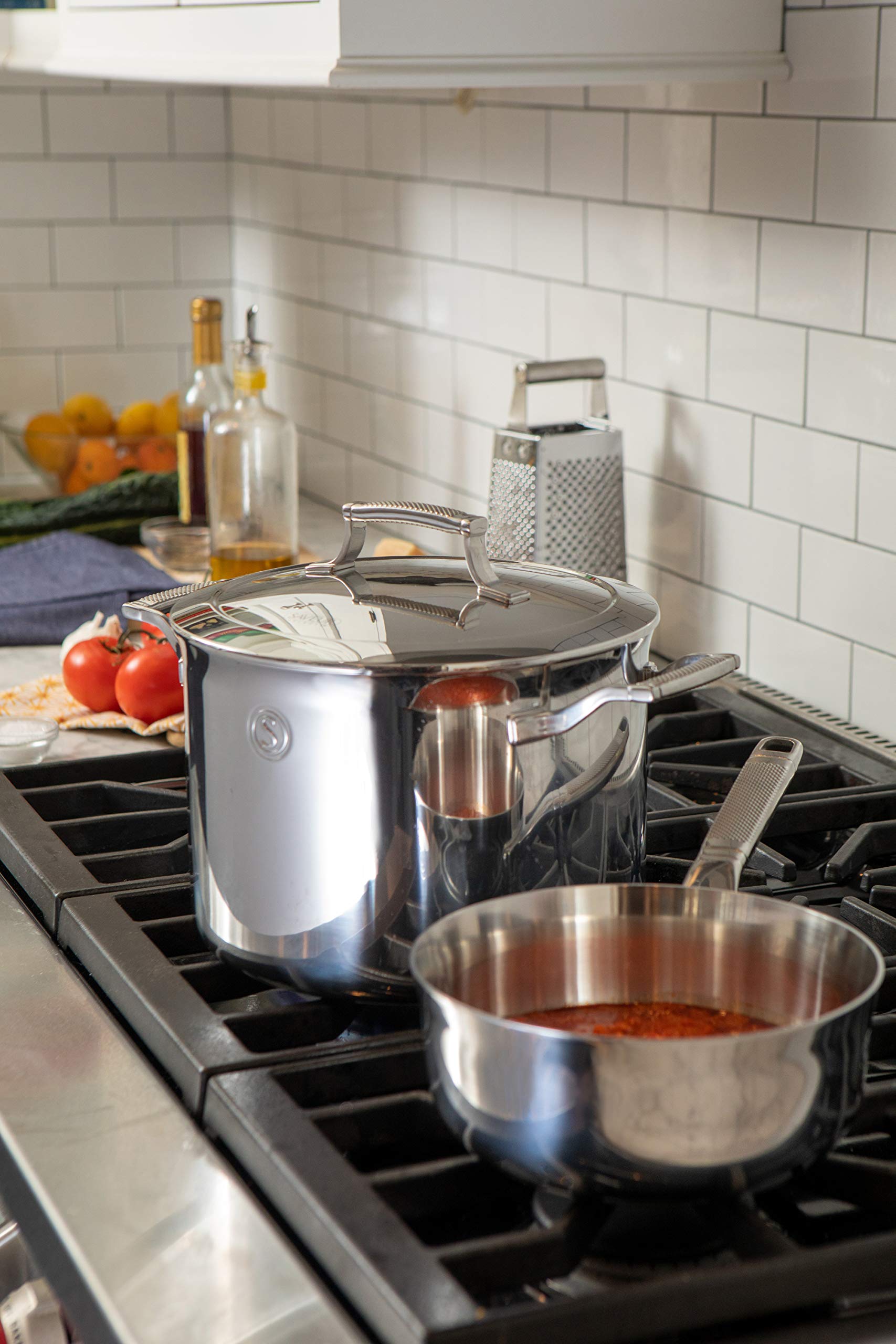 Voyage Series 8-Quart Tri-Ply Stainless Steel Stock Pot with Lid - Induction Ready, Dishwasher Safe - Perfect for Soups, Stews, Pasta & Large Family Cooking