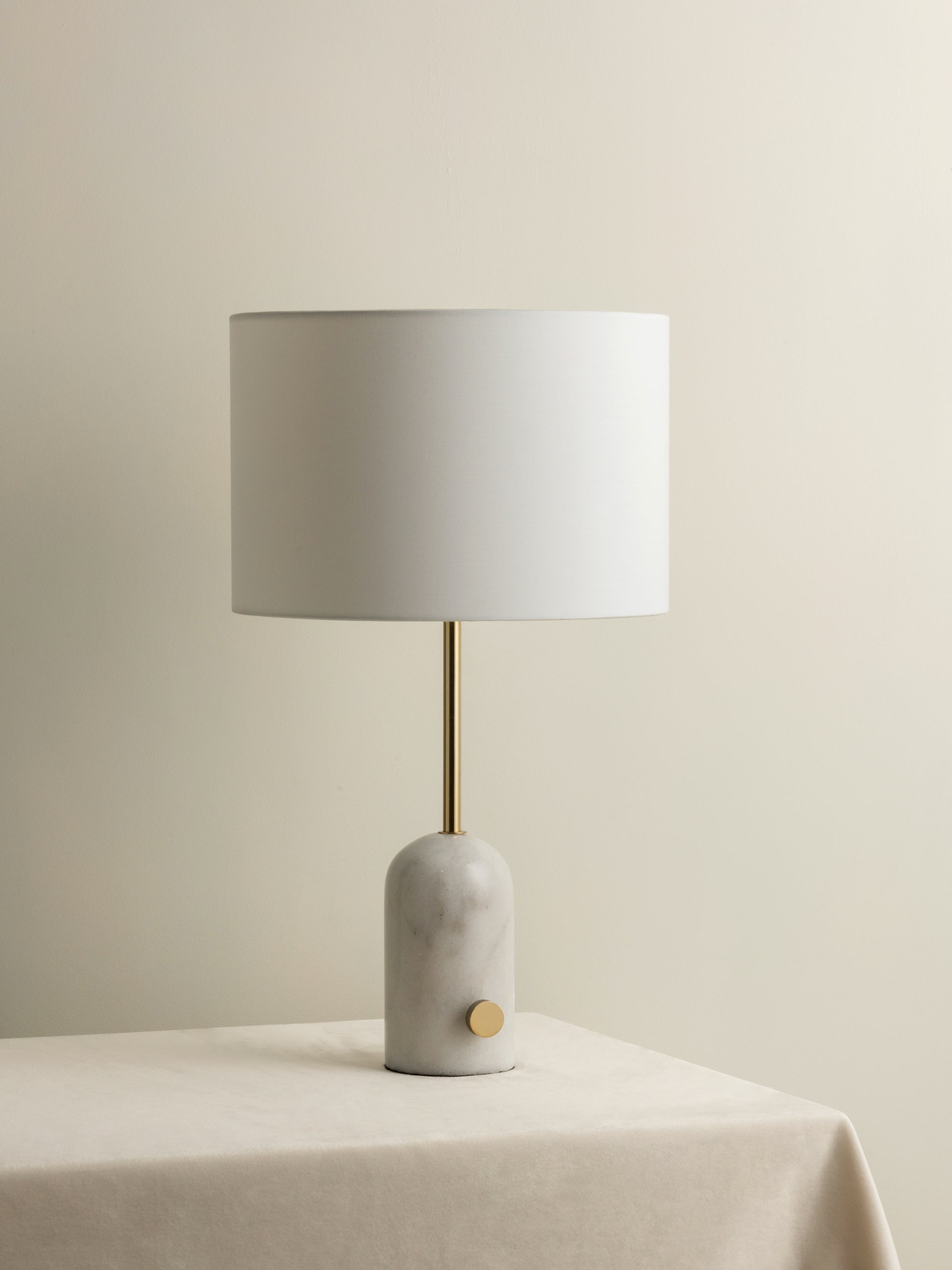 Penn White Marble and Brass Table Lamp - Elegant Modern Desk Lamp for Home Office, Living Room, Bedroom, and Study Decor
