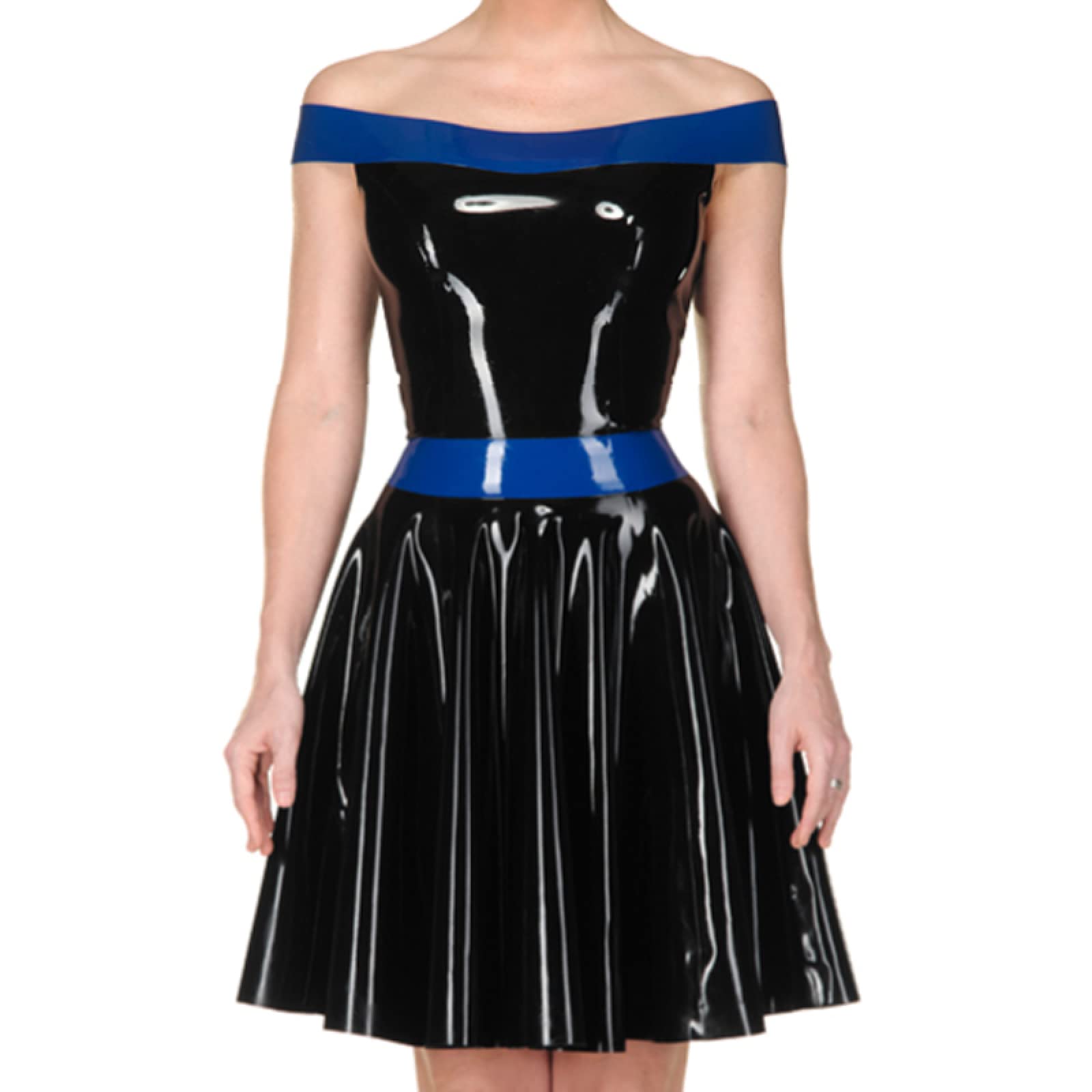 Strapless Latex Dress with Back Zipper - Rubber Bodycon Gown Playsuit in Pink & Black, Size XL - Perfect for Fetish Parties, Cosplay & Nightclub Outfits