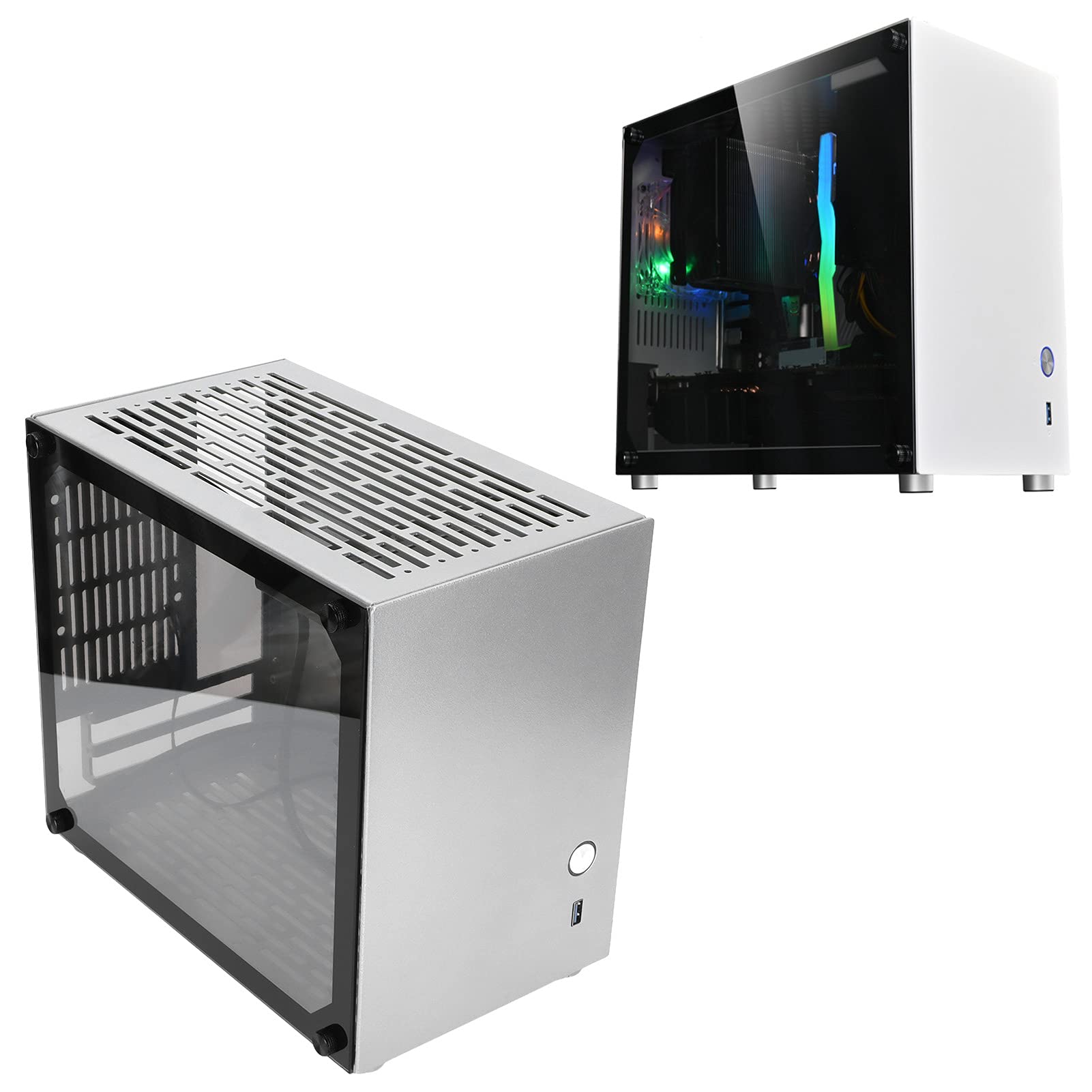 DIY Mini ITX Computer Case - Portable Aluminum Alloy Transparent Desktop PC Case for Home Office & Gaming Setup
