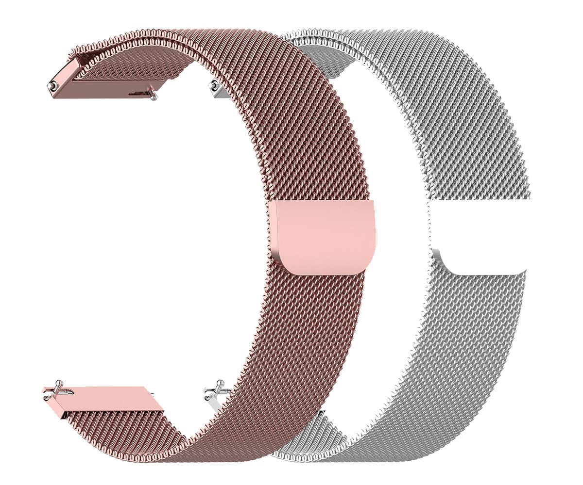 AONES 22mm Magnetic Loop Watch Band (2-Pack) - Compatible with Noise Colorfit Caliber Smartwatch - Secure Fit for Running, Workouts & Daily Wear