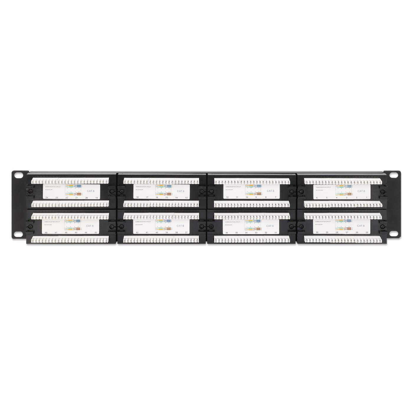 24-Port Cat6 Ethernet Patch Panel - 1U Rack Mount Network Panel for Server Rack, Data Center & Home Office Use