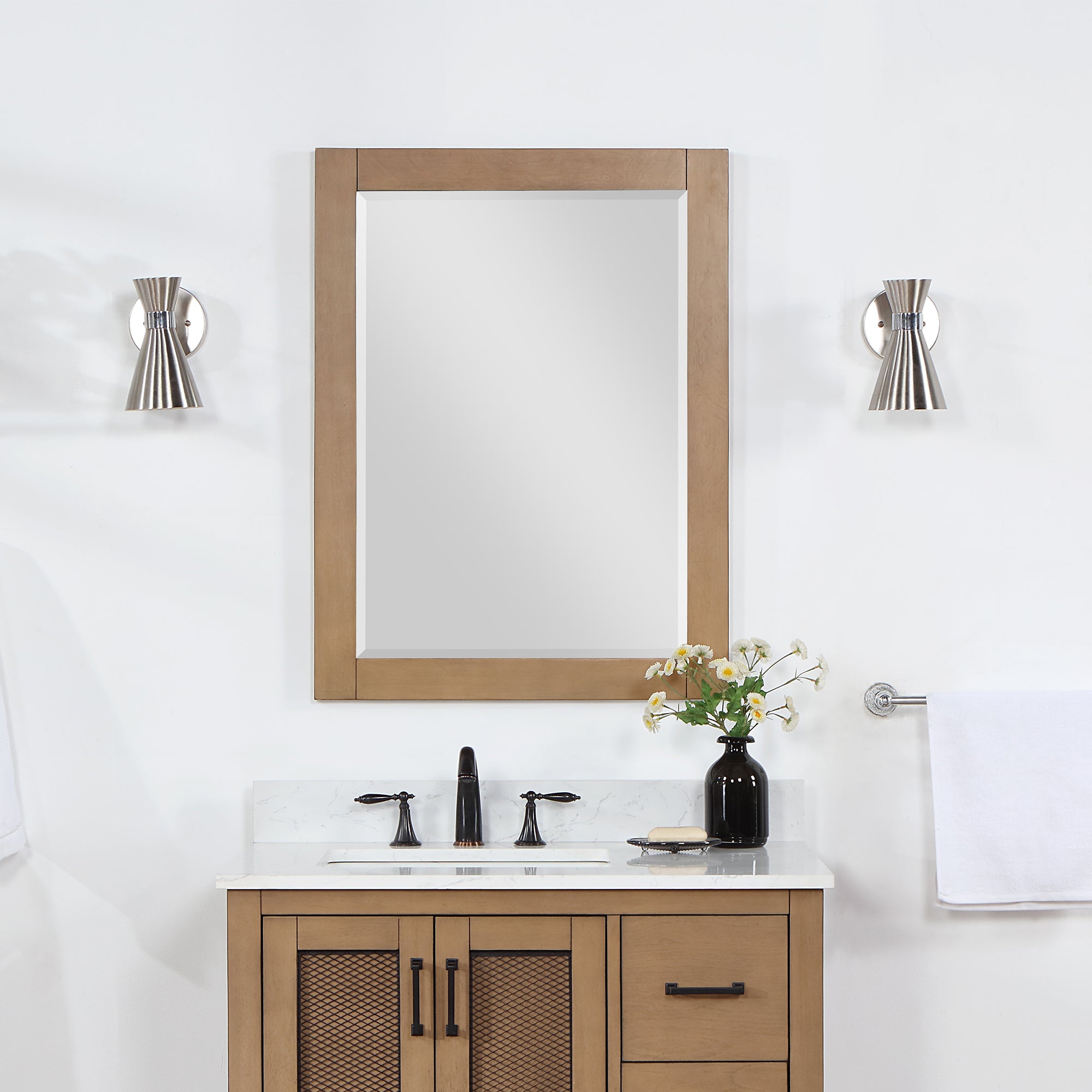 Ivy Rectangular Bathroom Mirror - Wood Framed Wall Mirror for Vanity, Makeup & Décor - Perfect for Bathrooms, Bedrooms & Entryways