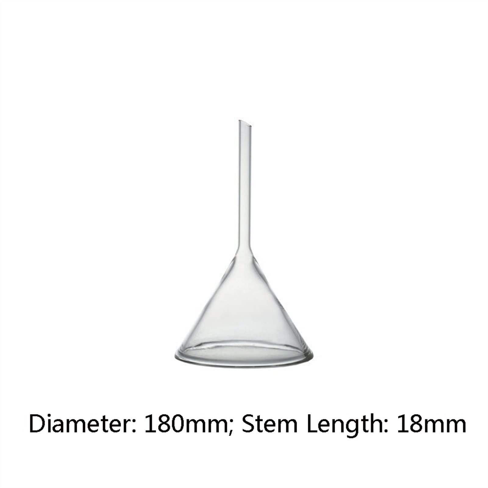 180mm Short Stem Borosilicate Glass Funnel - Heavy Wall Lab Funnel for Chemistry Experiments, Home Brewing & Essential Oil Mixing (Pack of 1, Short Neck Design)