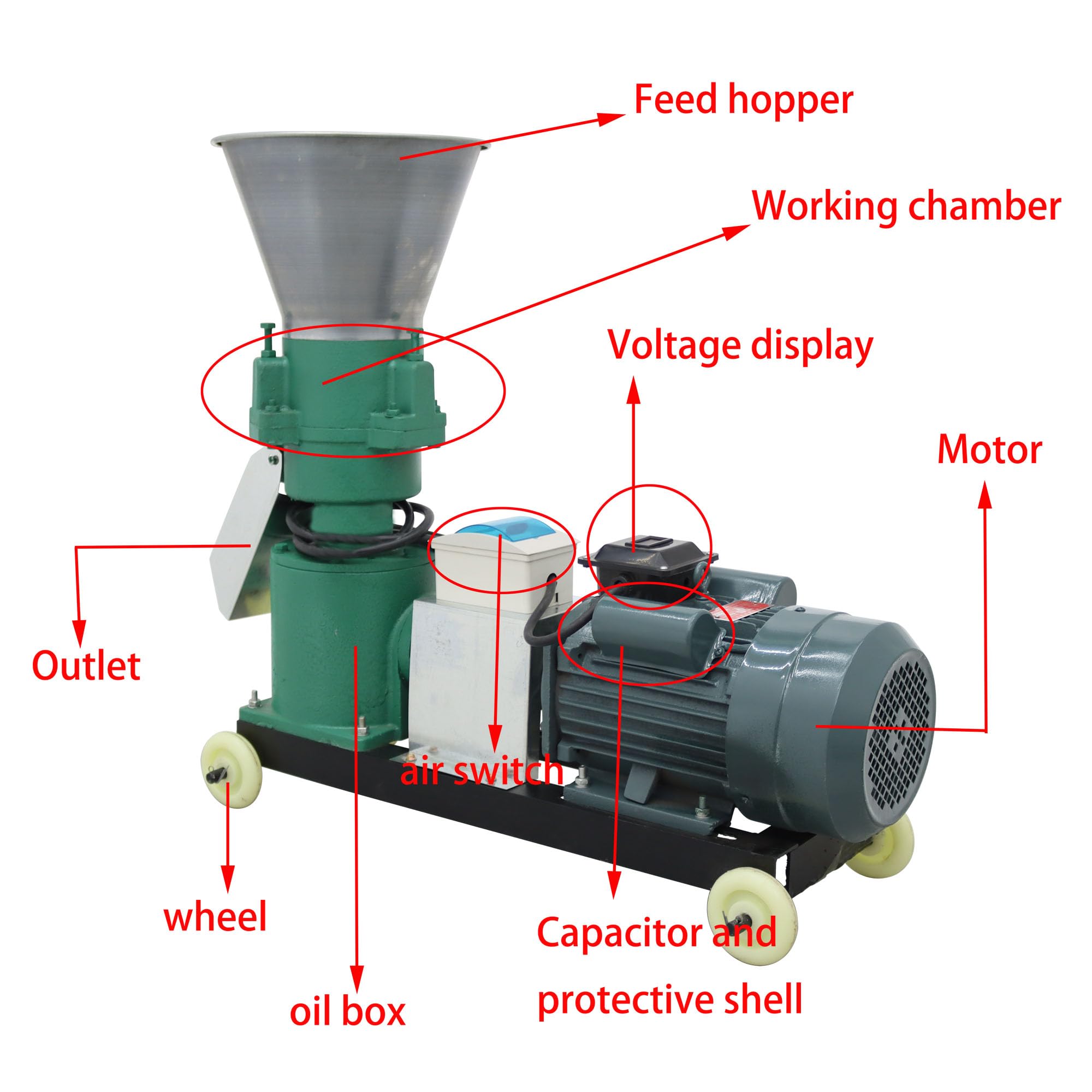 Electric Animal Feed Pellet Machine - 3 Roller Chicken Feed Grinder & Granulator with 6MM Holes Plate (220V) for Farm Poultry, Livestock, and Pet Food Processing | Perfect for Small Farms, Homesteads & DIY Animal Feed Production