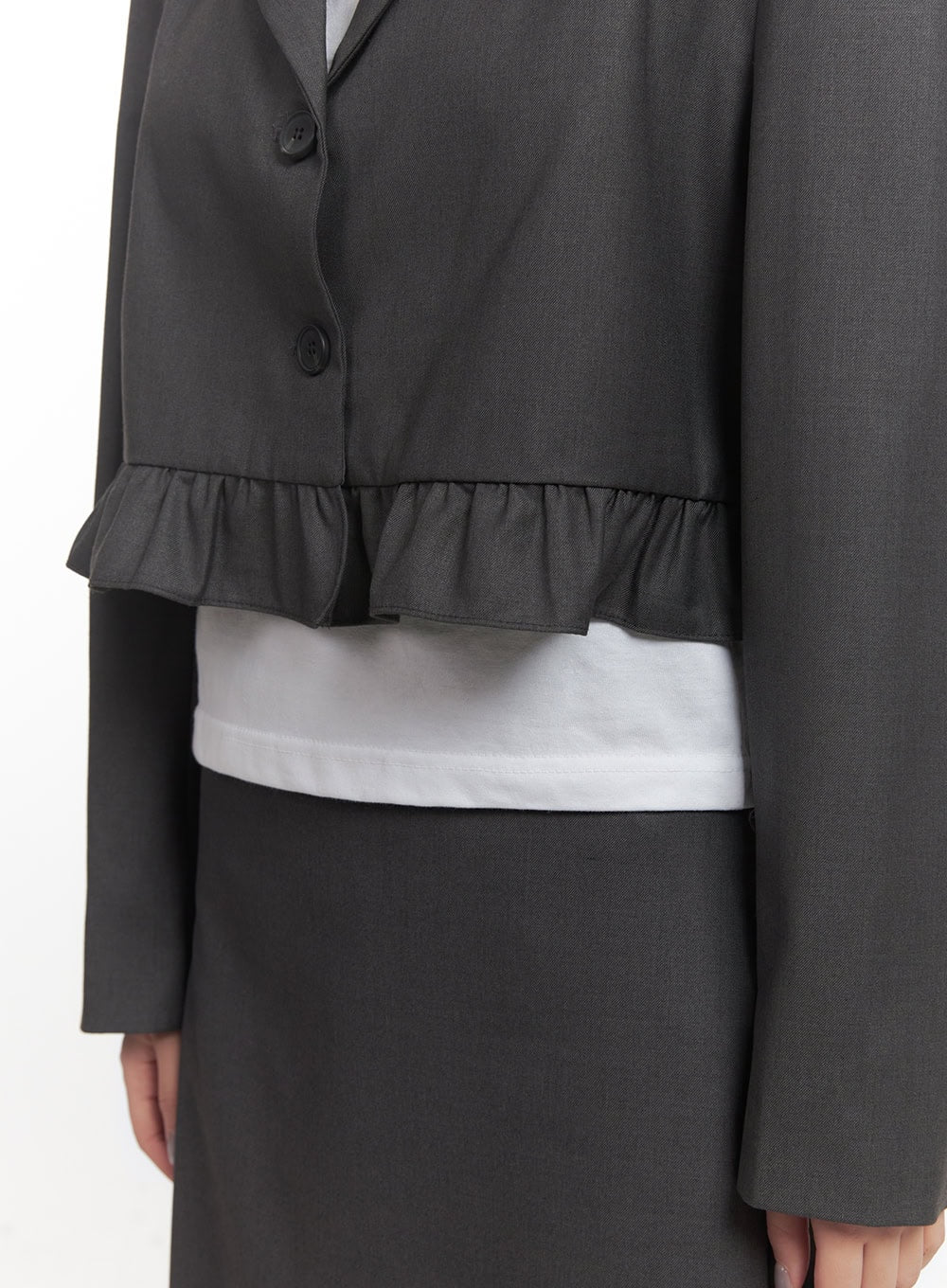 Frill Collared Crop Blazer for Women - Elegant Office Jacket with Ruffled Neckline | Perfect for Work, Business Meetings & Professional Outfits