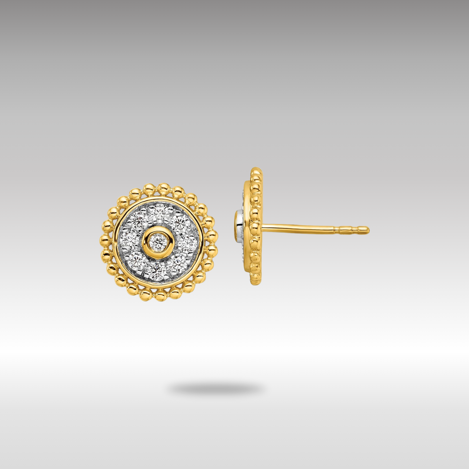 Lab Grown Diamond Gold Circle Post Earrings - VS/SI Clarity, FGH Color (Model EM9124-033-YLG) | Elegant Everyday Jewelry for Women, Perfect Gift for Birthdays & Anniversaries