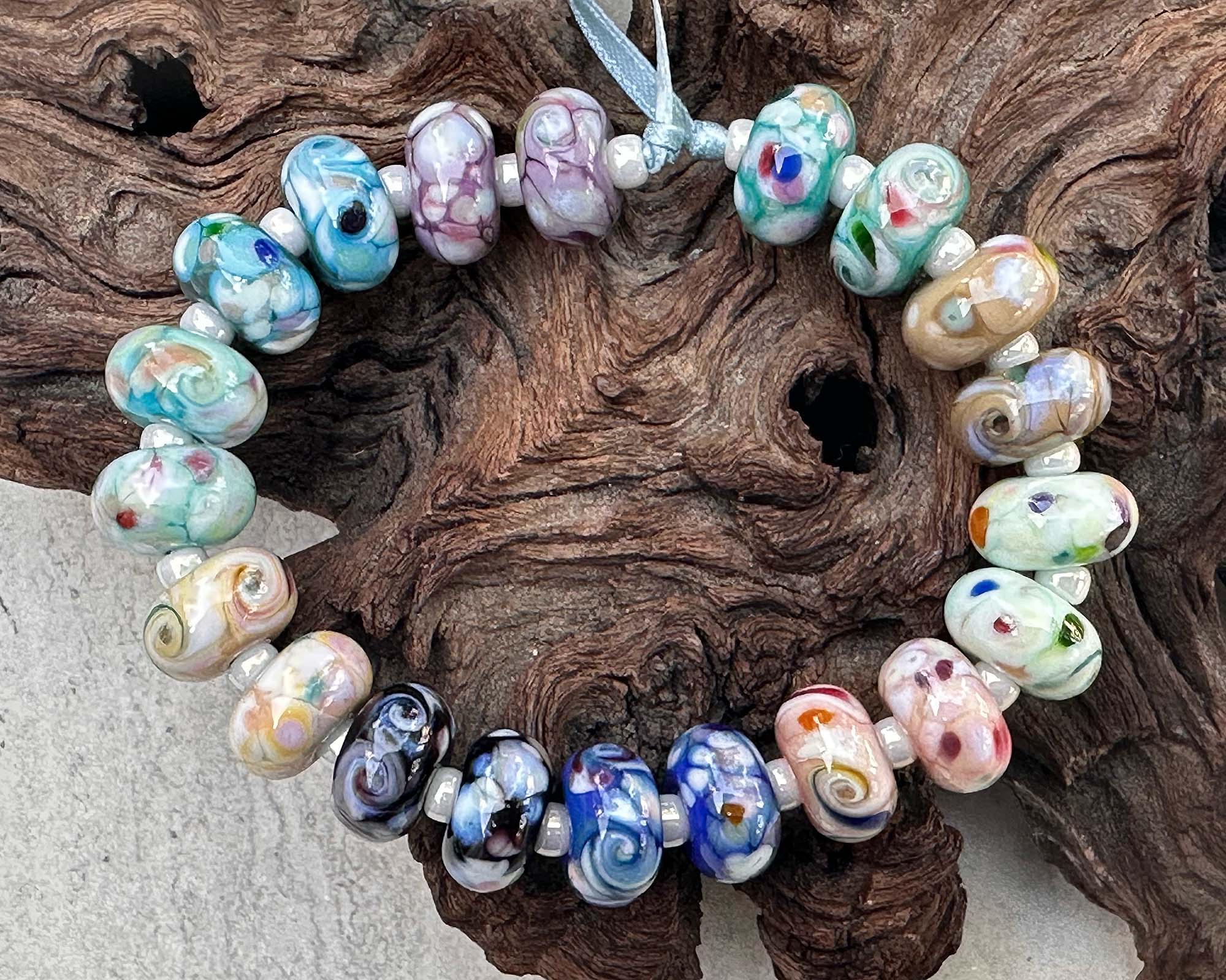 20pcs Mosaic Twists Lampwork Glass Beads Set for Jewelry Making - DIY Bracelet, Necklace & Craft Projects (SRA Certified) | Perfect for Beading, Gift Giving & Handmade Accessories