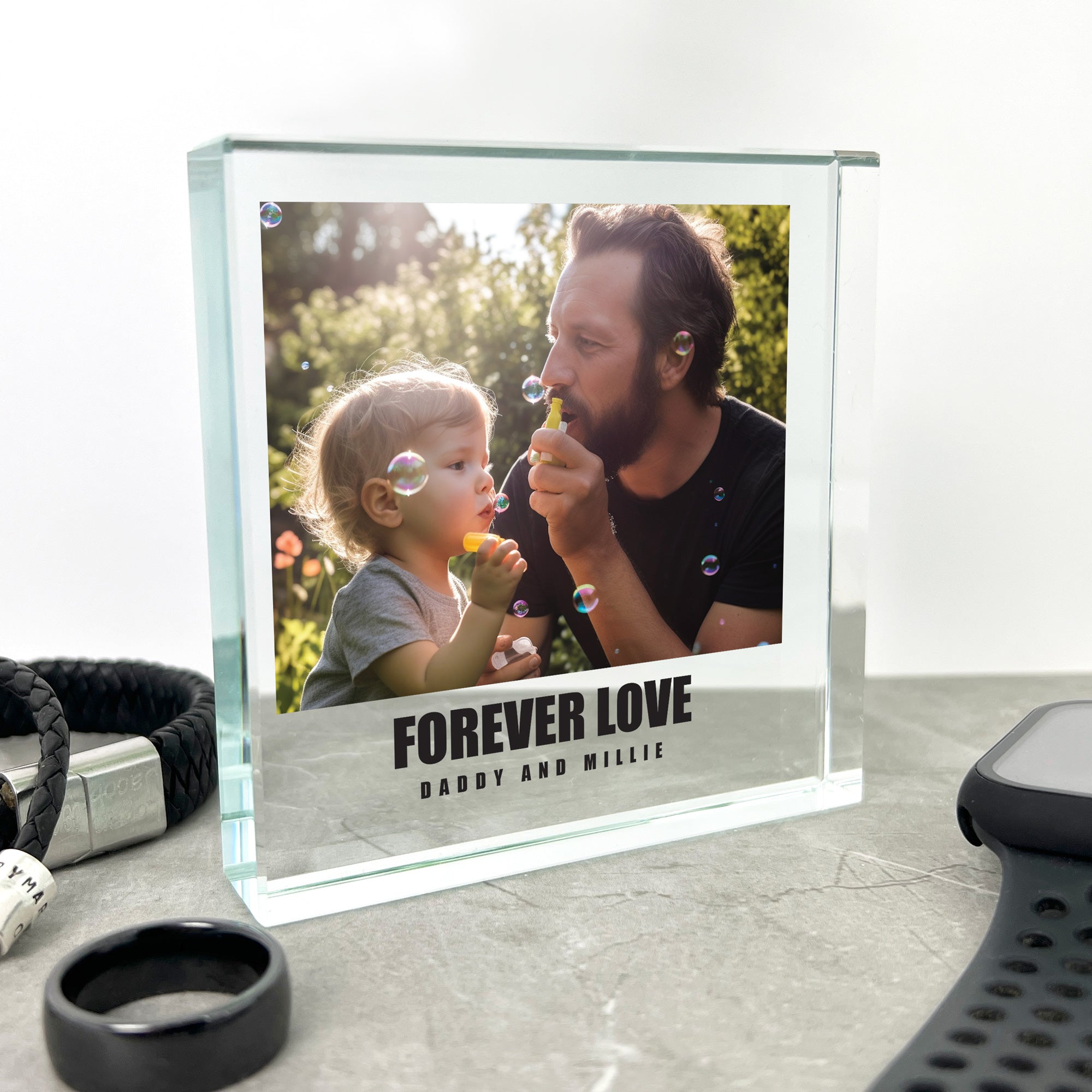 Personalized Custom Engraved Crystal Token with Bold Text - Perfect for Anniversaries, Weddings & Special Gifts