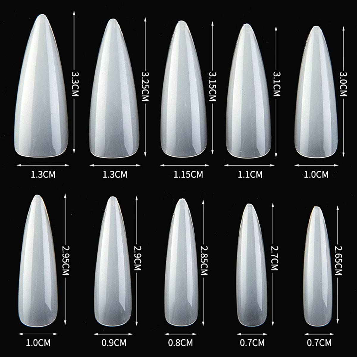 100pcs Long White Sharp Stiletto Shape Acrylic Fake Nails - Artificial Nail Tips for Women, DIY Nail Art & Salon Manicure - Perfect for Parties, Weddings & Special Occasions