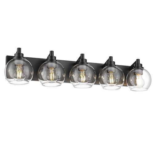 Black & Clear Glass, 5 Light