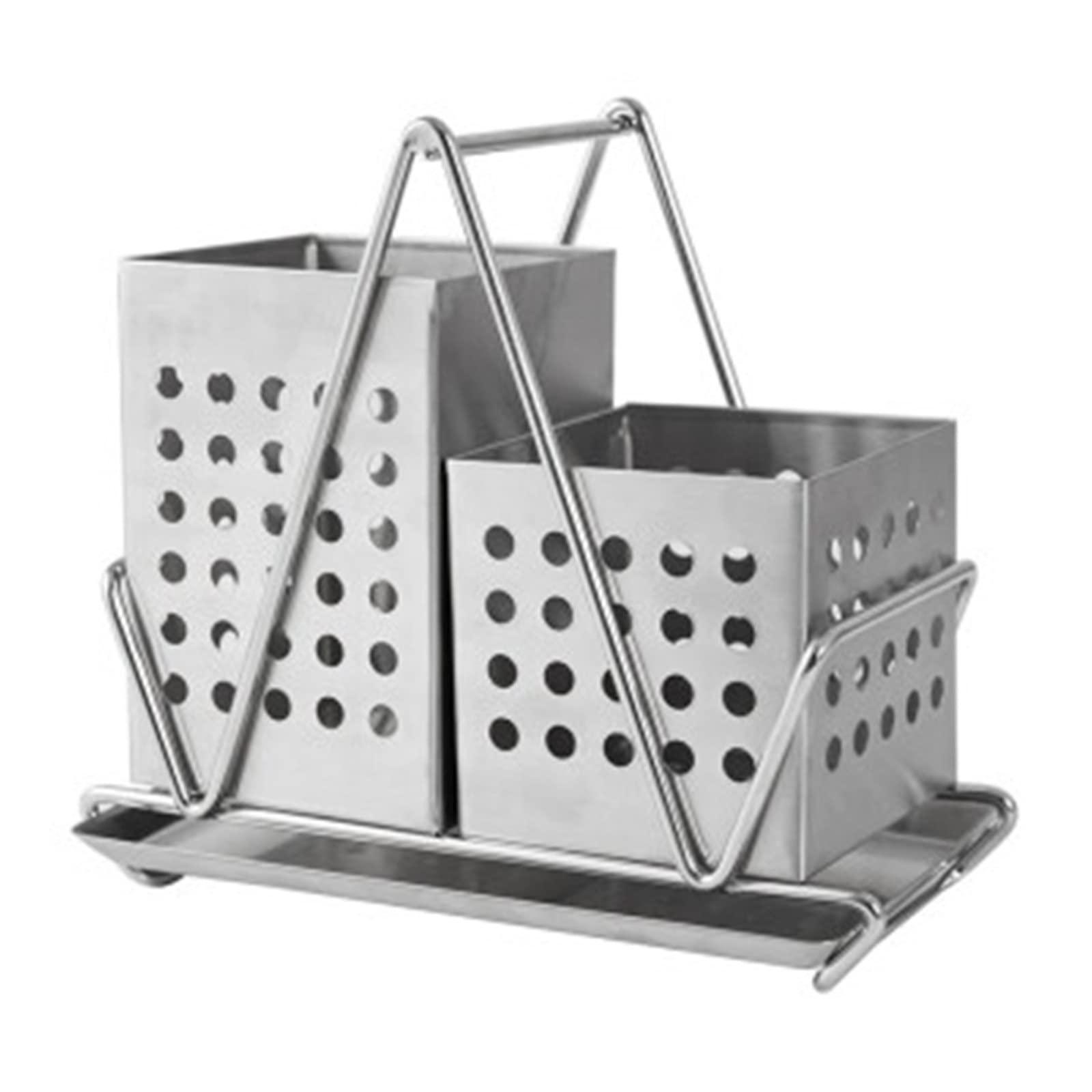Stainless Steel Chopstick Holder & Storage Rack - Durable Silver Tableware Organizer for Kitchen, Dining Table, or Restaurant Use - Compact One Size Fits All Design