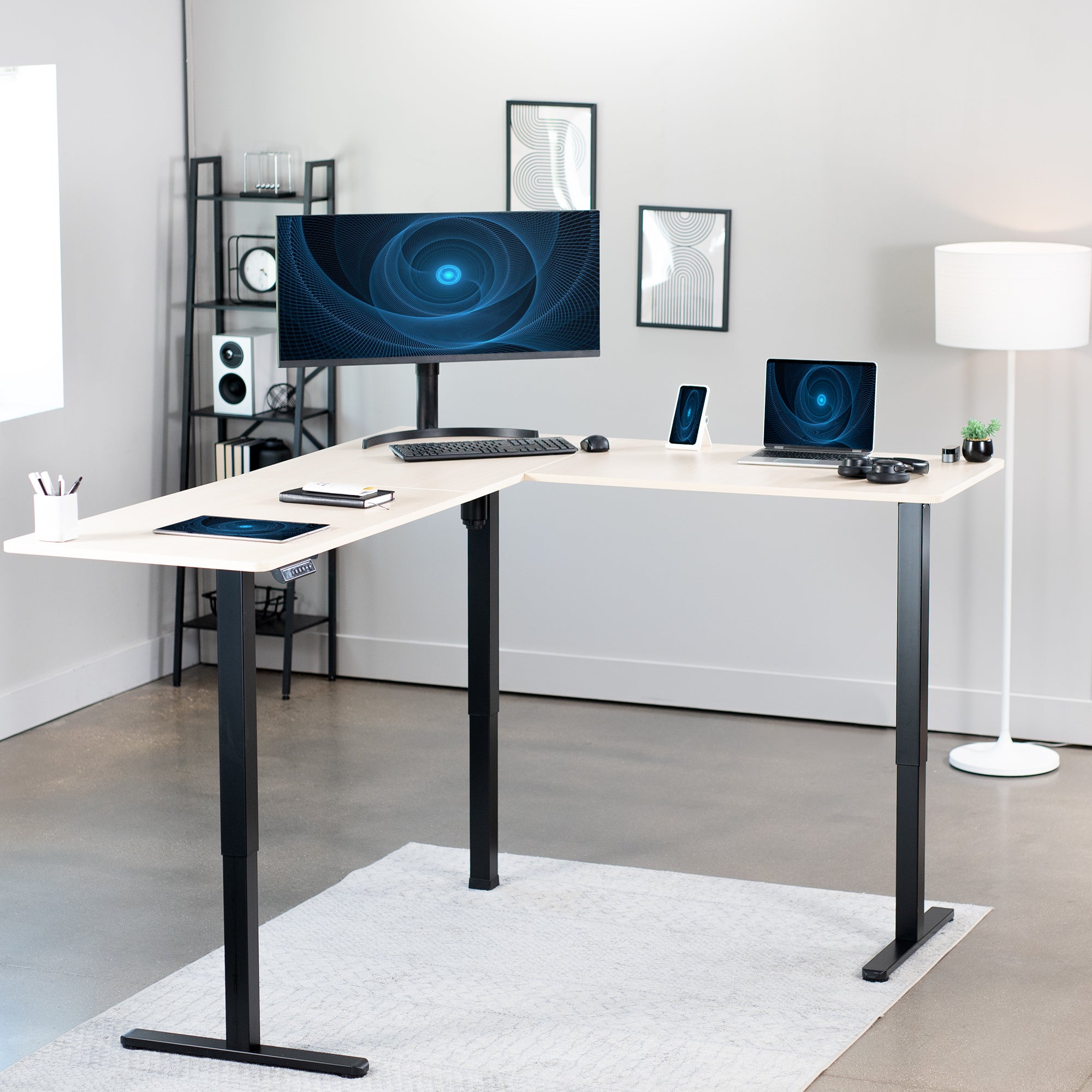E3 Series Corner Electric Standing Desk - Adjustable Height Home Office Desk for Work & Study | Perfect for Small Spaces & Ergonomic Workspaces