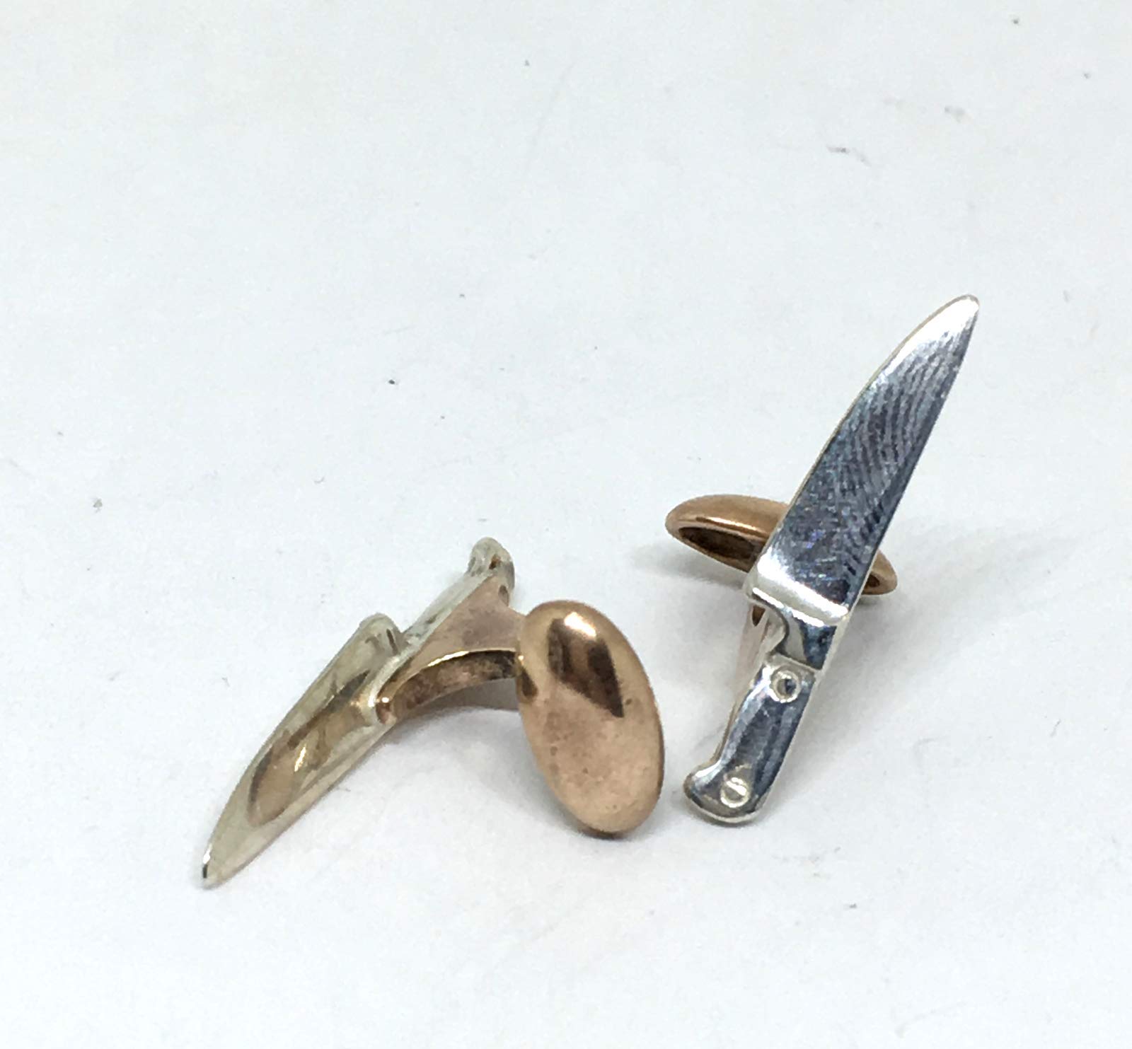 Premium Sterling Silver & Bronze Chef Knife Cufflinks - Elegant Gift for Chefs & Culinary Enthusiasts | Perfect for Weddings, Formal Events & Cooking Enthusiasts