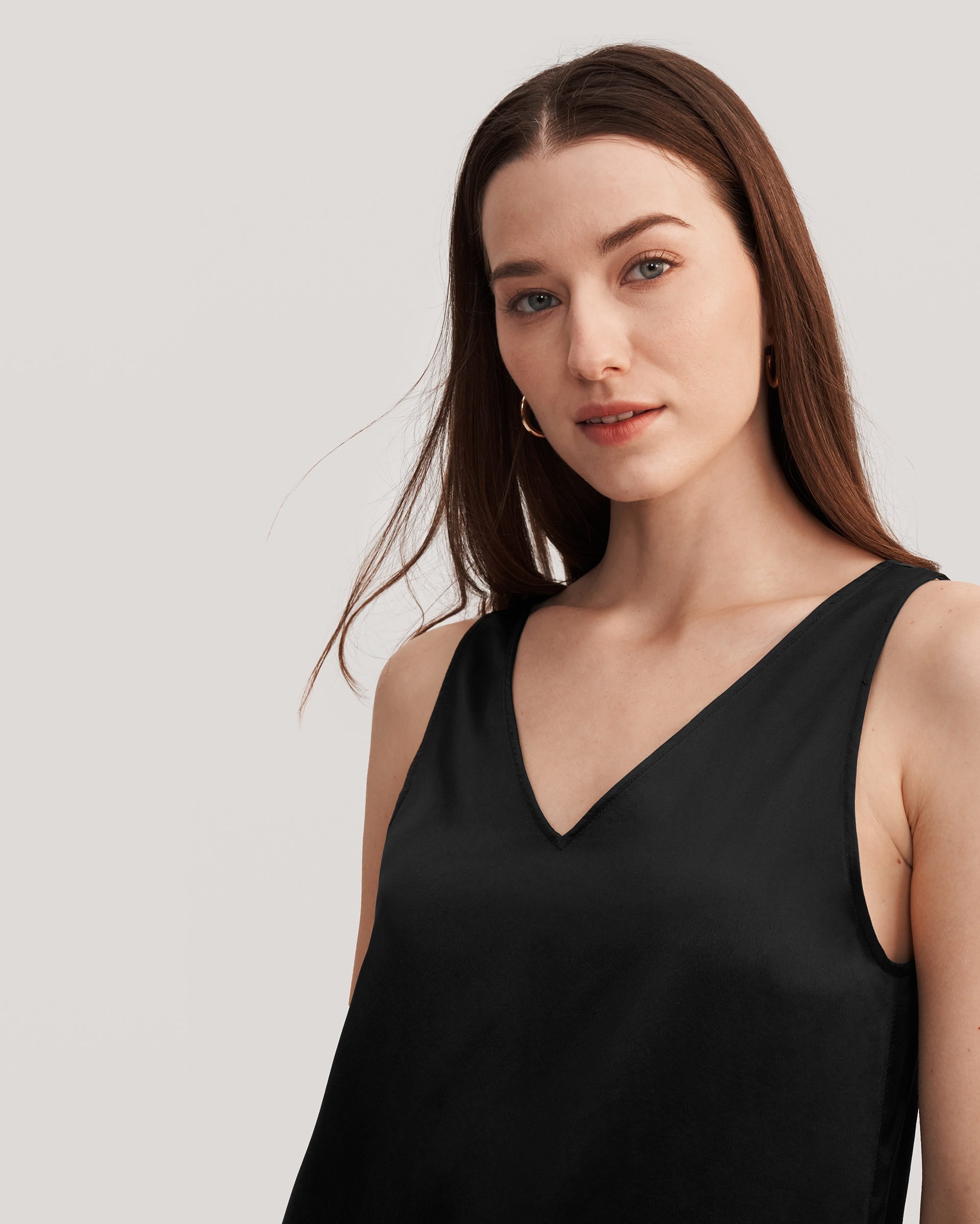 Silk V Neck Sleeveless Tank Top for Women - Elegant Summer Blouse for Casual Wear, Office & Date Night Outfits