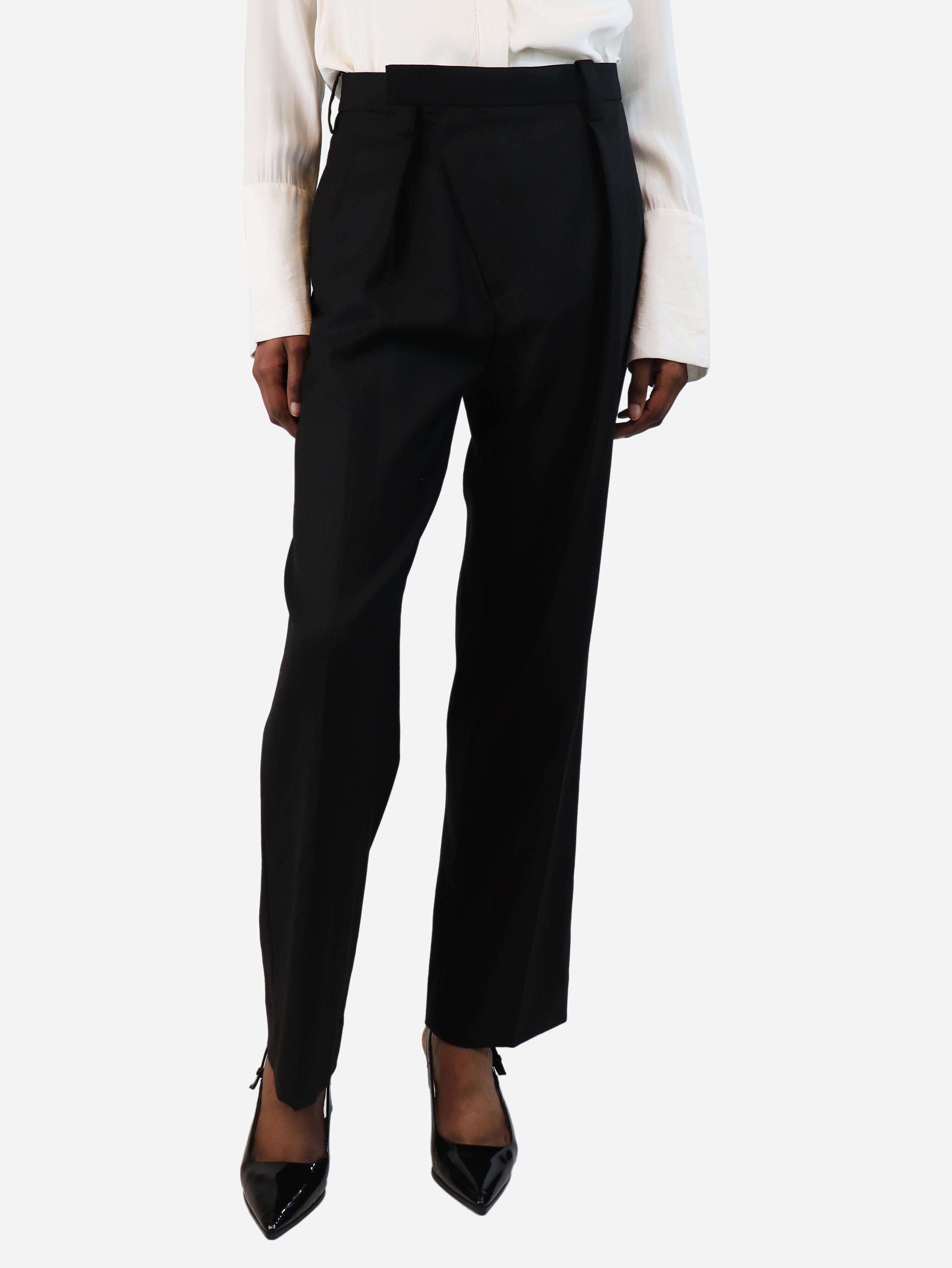 Stylish Black Asymmetric Pleated Trousers for Women - UK Size 6 | Trendy High Waist Office Pants | Perfect for Work, Business Meetings & Evening Events