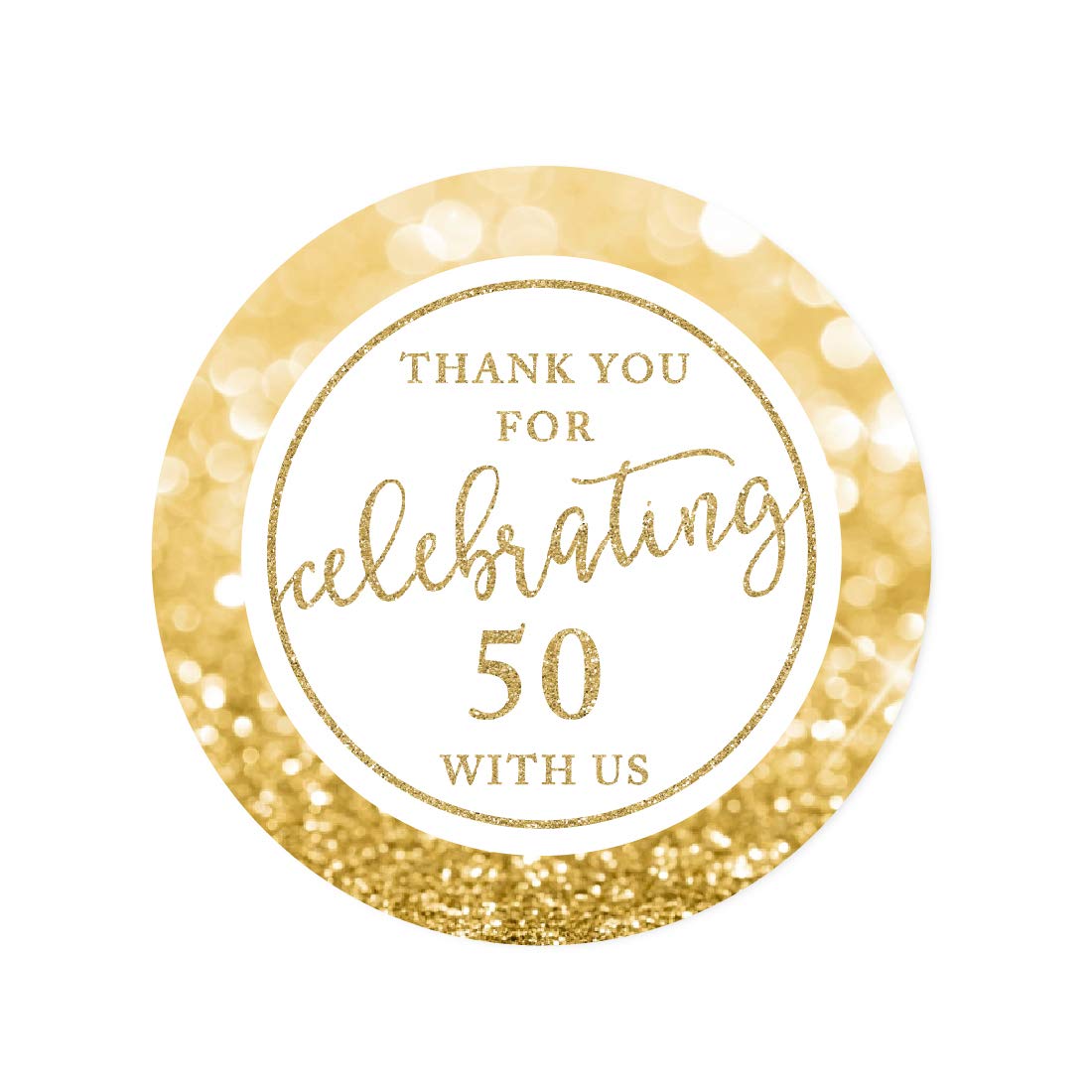 Glitzy Faux Gold Glitter Round Sticker Labels - 40-Pack for 50th Birthday & Anniversary Celebrations - Perfect for Thank You Cards, Gift Tags & Party Decorations