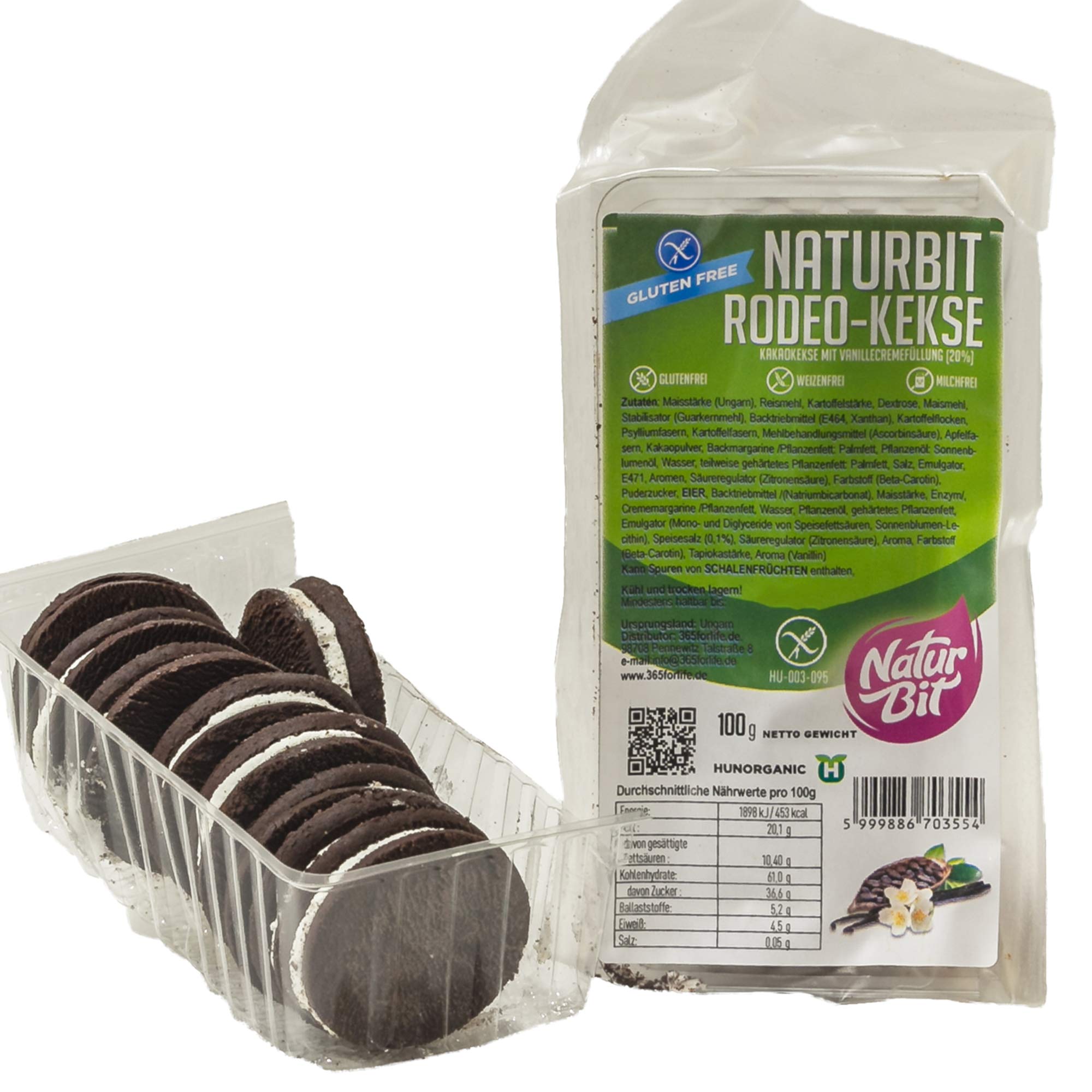 Naturbit Rodeo Gluten-Free Cocoa Biscuits with Vanilla Cream Filling - 20% More | Lactose-Free, Handmade Cookies | Healthy Snack for Lunch Box, School, Office & Travel | Nutritious Gluten-Free Treat