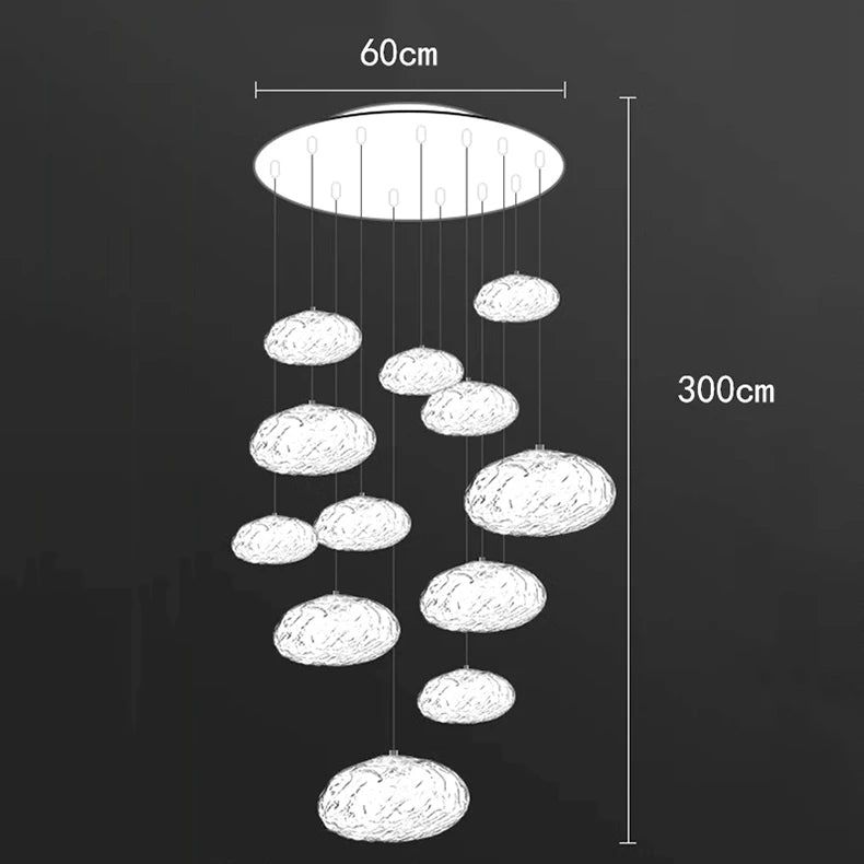Crystal Lava Pebbles Chandelier - Elegant Modern Lighting Fixture for Dining Room, Bedroom & Living Room Decor