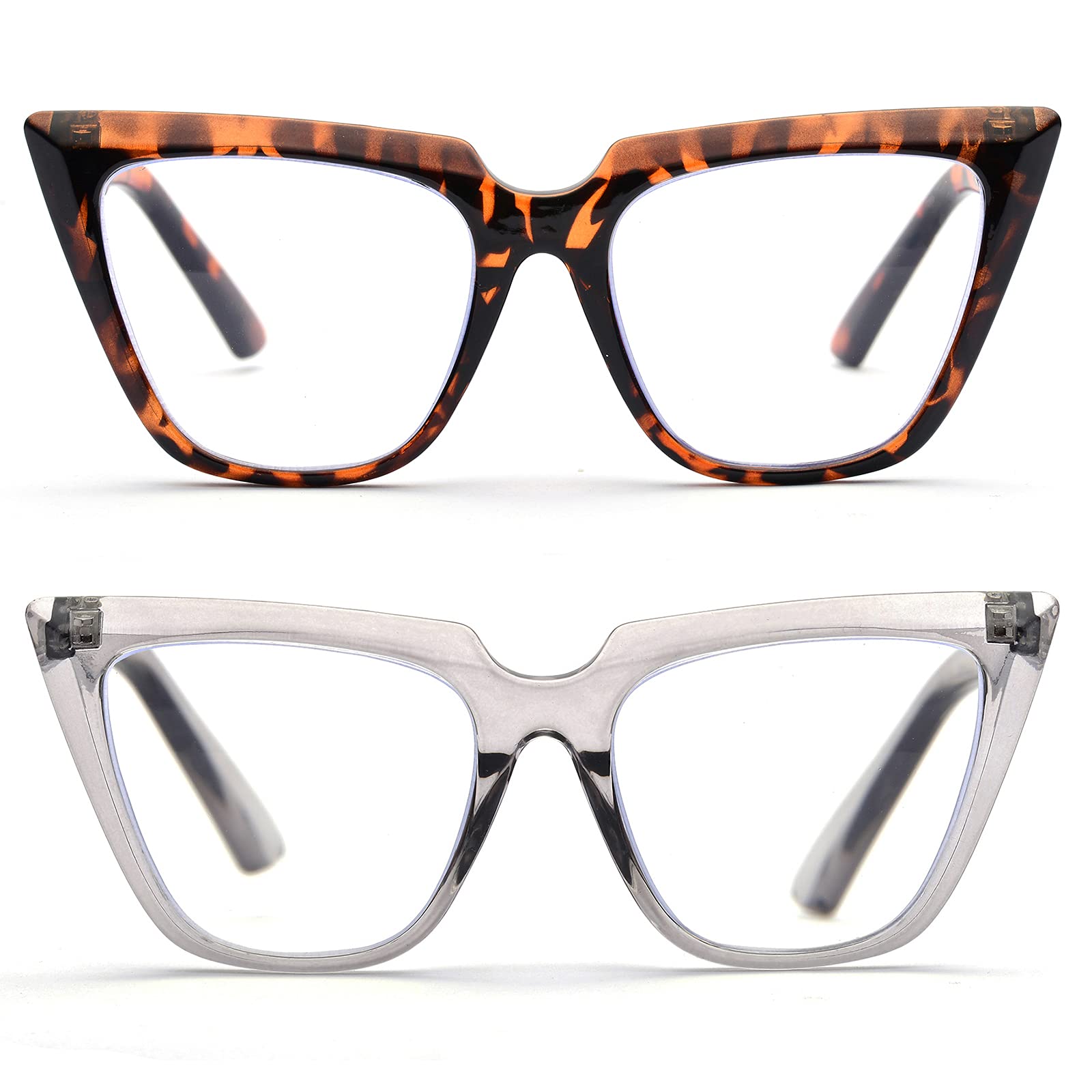 ZUVGEES Women's Fashion Oversized Cat-Eye Blue Light Blocking Reading Glasses - Large Lens Computer Eyewear for Work & Screen Time