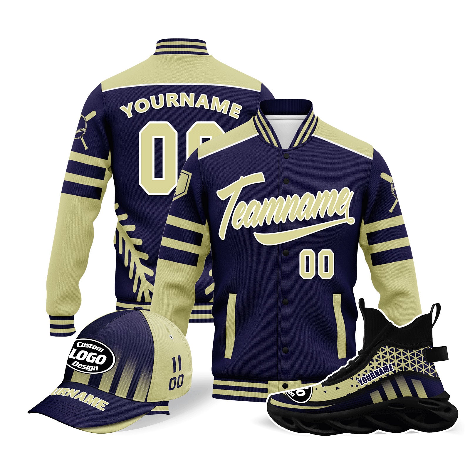 Custom Jacket, MaxSoul Shoes & Hat Combo - Personalized Winter Outfit Set for Men & Women | Perfect for Outdoor Activities, Casual Wear & Gifts (Style D023030)