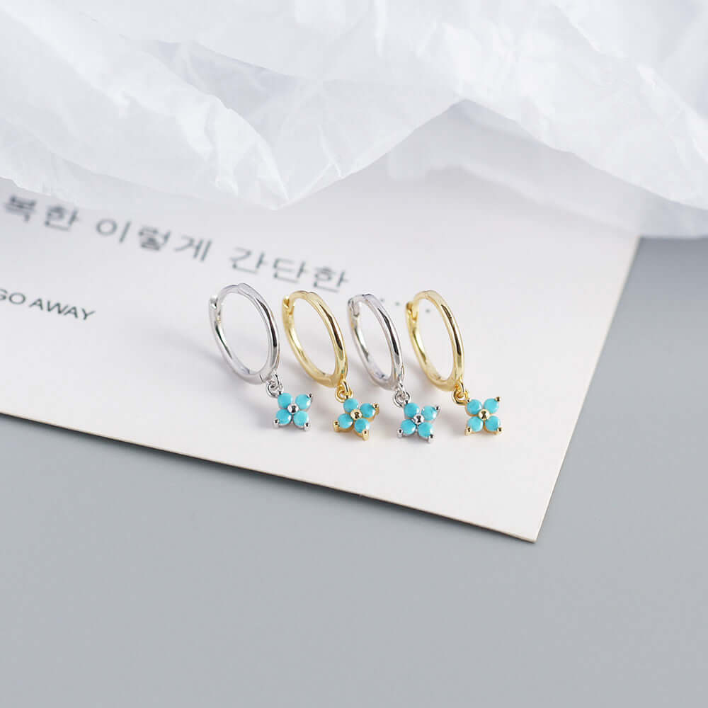 Small Flower Everyday Clip On Hoop Earrings for Women | LN0209 | Trendy Dainty Floral Earrings for Casual Wear, Work & Date Night
