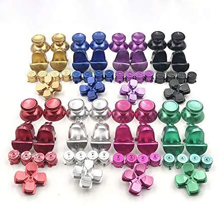 Premium Aluminum Alloy Metal Replacement Buttons for PS4 Controller - Full Set Joystick, D-Pad, R1 L1 R2 L2 Triggers & ABXY Action Buttons Compatible with Playstation 4/PS4 Pro/PS4 Slim (JDS-040) - Red | Enhanced Gaming Performance for FPS, Racing & Action Games