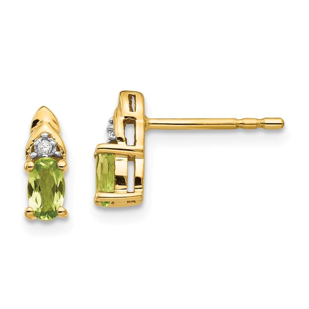 14K Gold Diamond & Peridot Stud Earrings for Women - Elegant Rose Gold Jewelry Gift for Birthday, Anniversary & Special Occasions