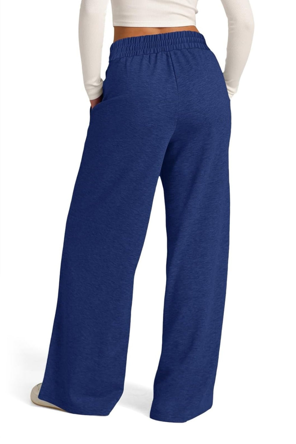 Stylish Women's Drawstring Elastic Waist Wide Leg Pants - Comfortable Lounge & Casual Wear for Home, Office, and Travel