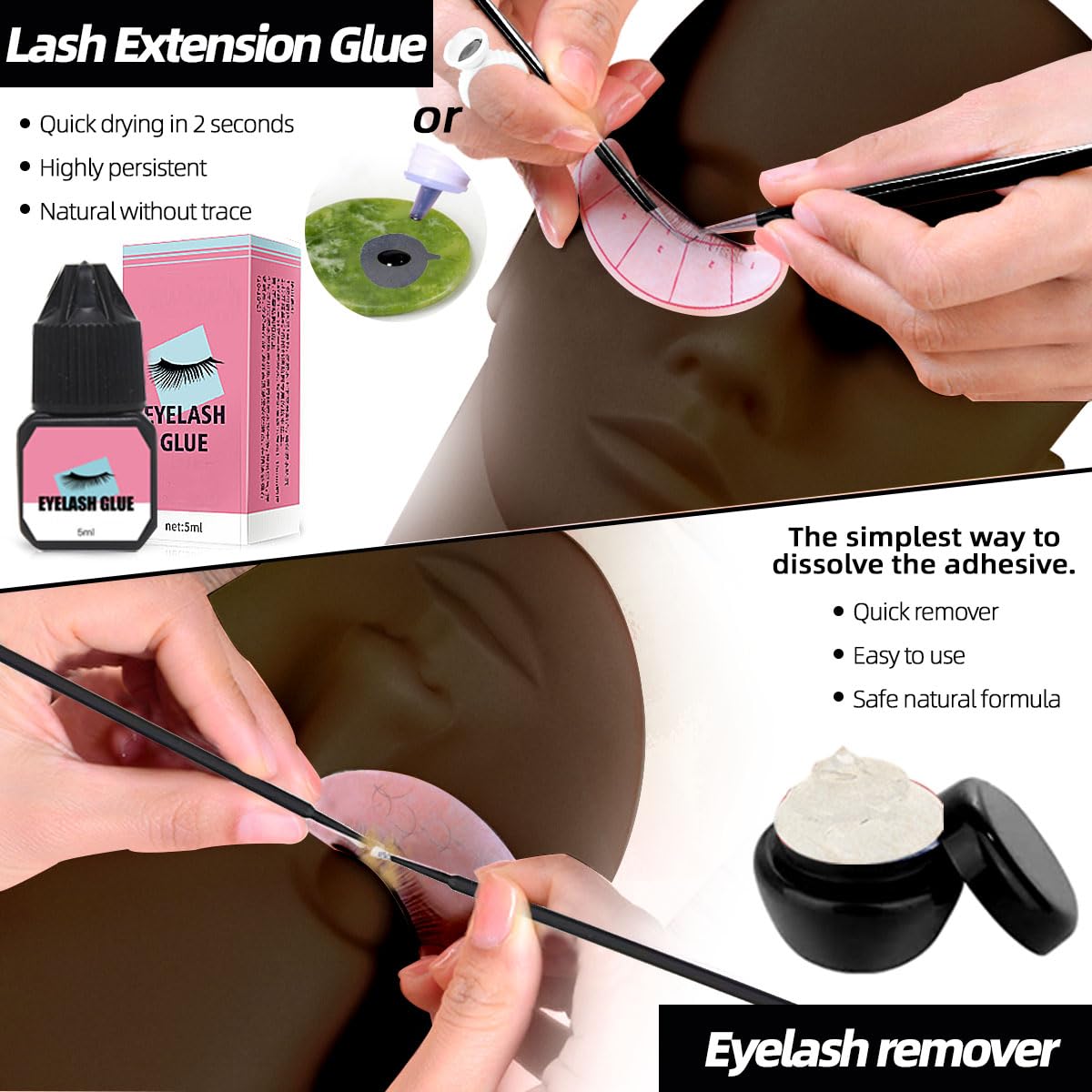 Professional Eyelash Extension Kit with Mannequin Head & Removable Eyelids - Includes USB Lash Fan, Individual Lashes, Shampoo Brush & Glue - Perfect for Beginners & Salon Training - At-Home & Professional Use