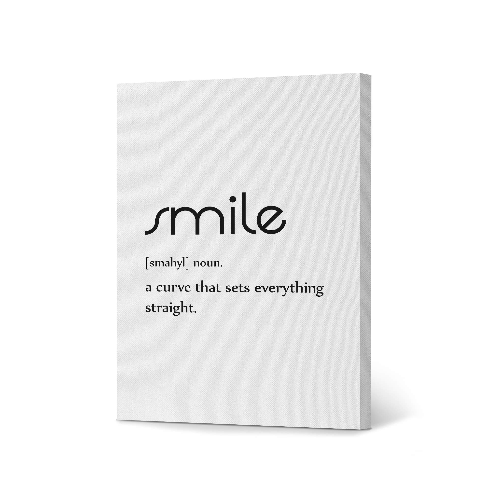 Smile Definition Canvas Print - Funny Bathroom Wall Art Decor, Farmhouse Toilet Sign Accessory, Ready to Hang 12x8 Inches - Perfect Gift for Bathroom, Powder Room or Housewarming