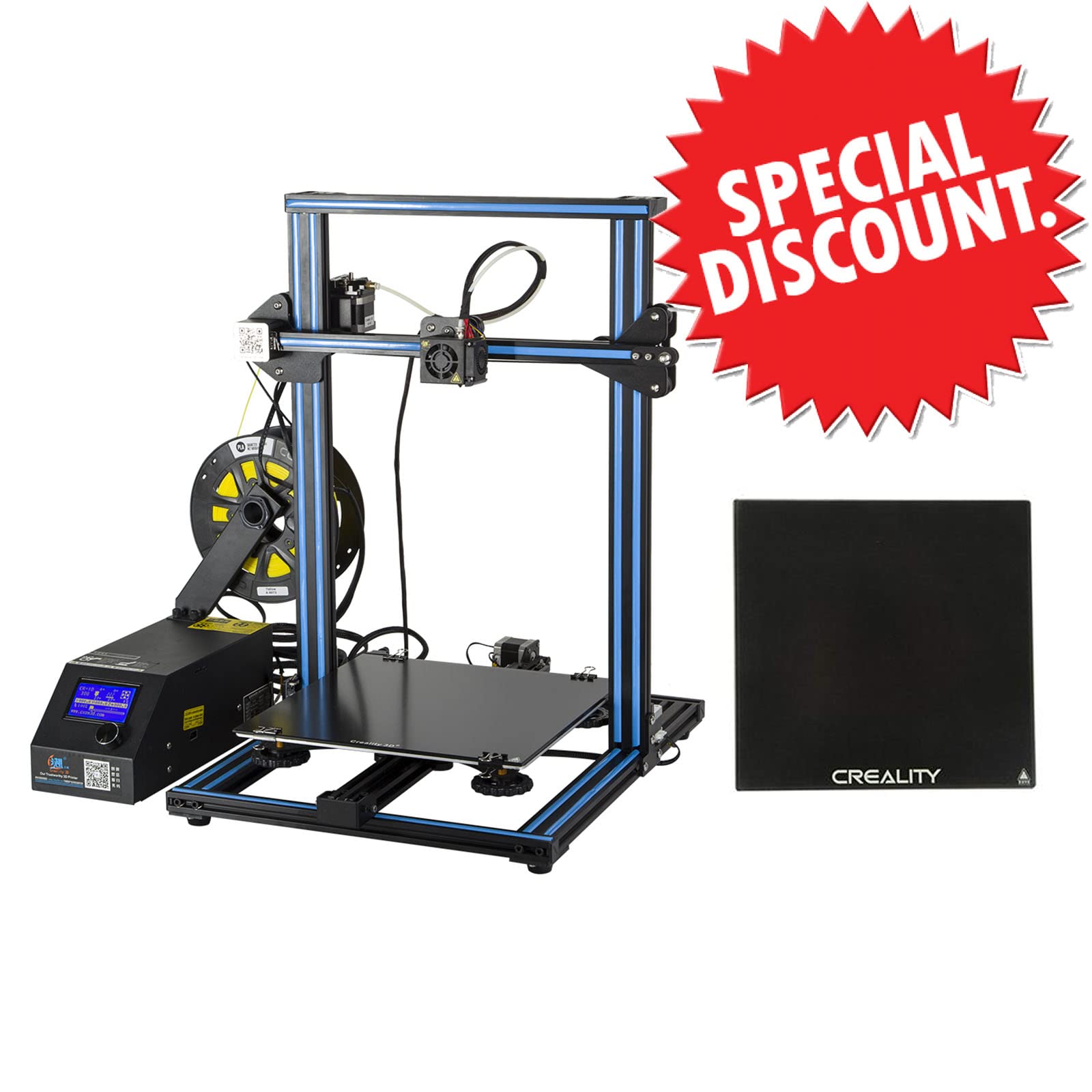 Creality 3D CR-10 3D Printer - Large Build Volume 12x12x15.5 Inches | All Metal Frame & Upgraded Heated Bed with Tempered Glass Platform | Perfect for Home DIY, Prototyping & Educational Projects