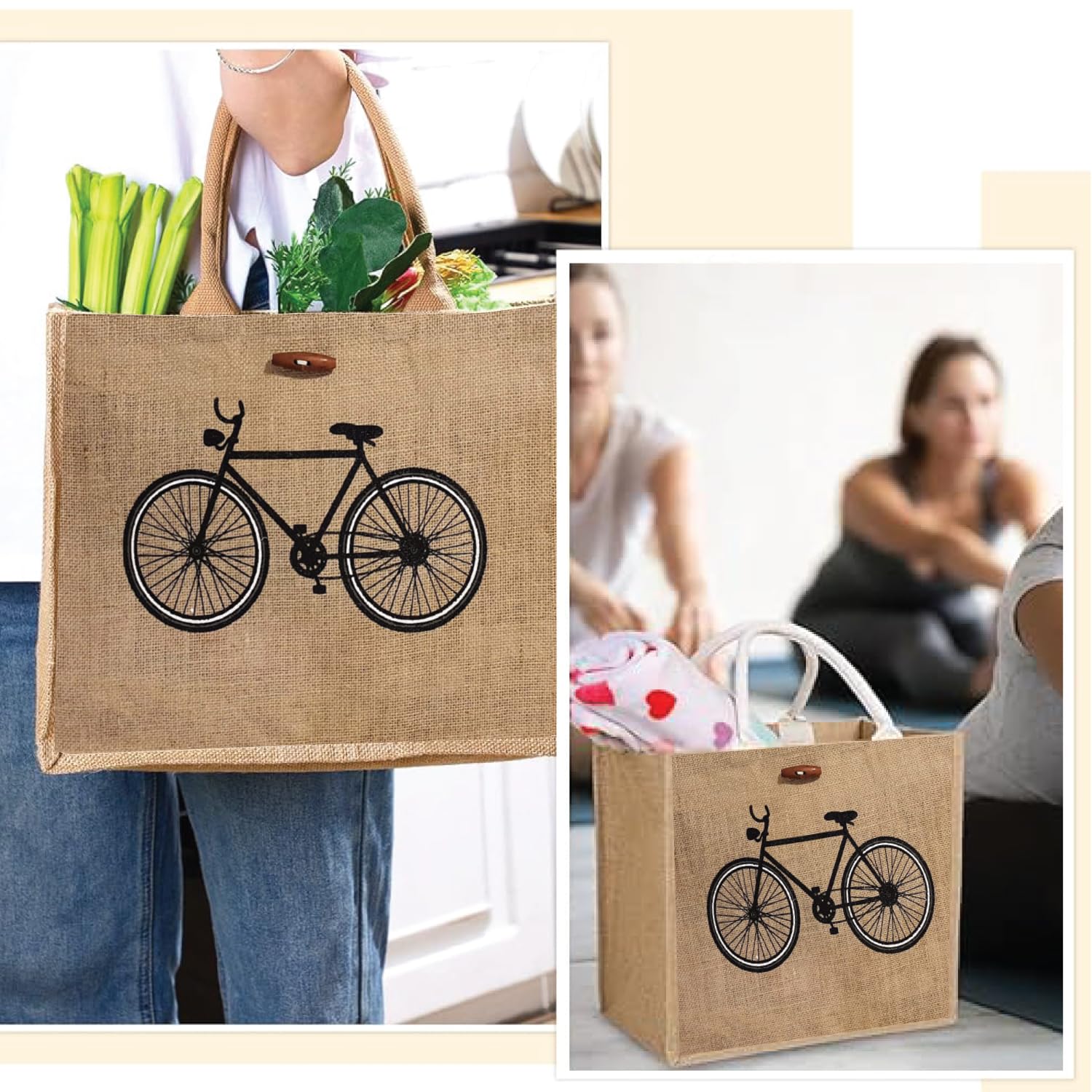 Eco-Friendly Reusable Jute Tote Bags with Sturdy Handles - Natural Burlap Shopping Bags for Groceries, Beach, Gifts & Everyday Use | Sustainable Cotton Alternative for Eco-Conscious Shoppers