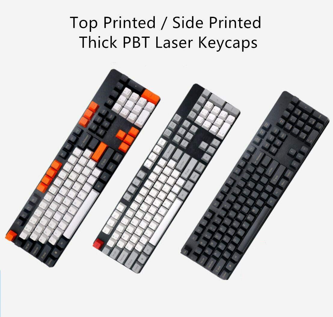 Thick PBT Keycaps for Cherry MX RGB - OEM Profile, Laser Doubleshot, Titanium Black - Gaming & Typing Upgrade