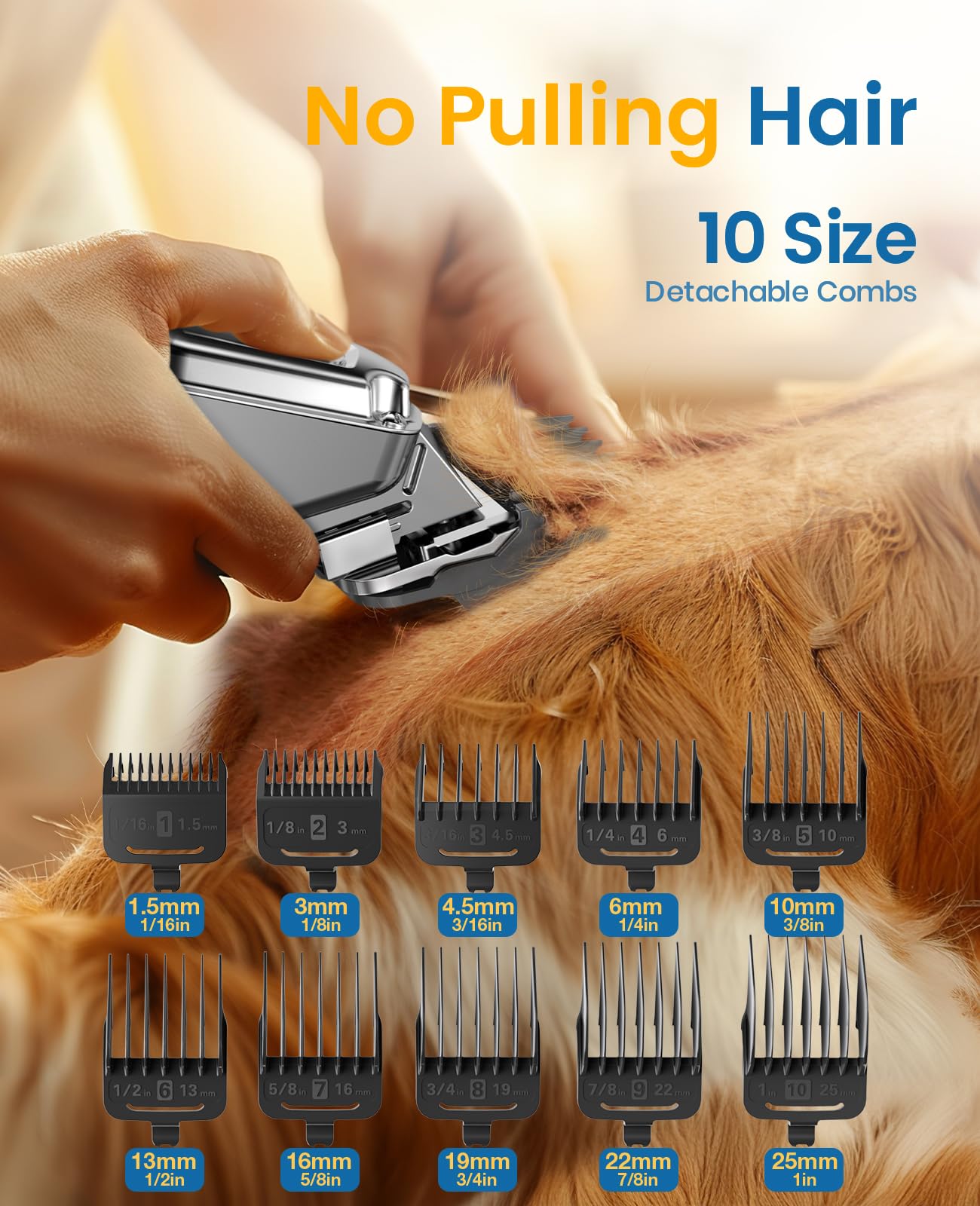 Oneisall Low Noise Rechargeable Cordless Dog Clippers for Thick Heavy Coats - Professional Stainless Steel Blade Pet Grooming Shaver - Waterproof Dog Trimmer for Dogs, Cats & Small Animals (Silver) | Perfect for Home Grooming & Professional Pet Salons