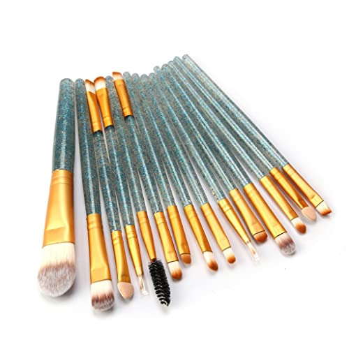 15Pcs Professional Makeup Brushes Set - Blue Cosmetic Brush Kit for Eyeshadow, Foundation & Blending | Perfect for Makeup Artists & Beginners