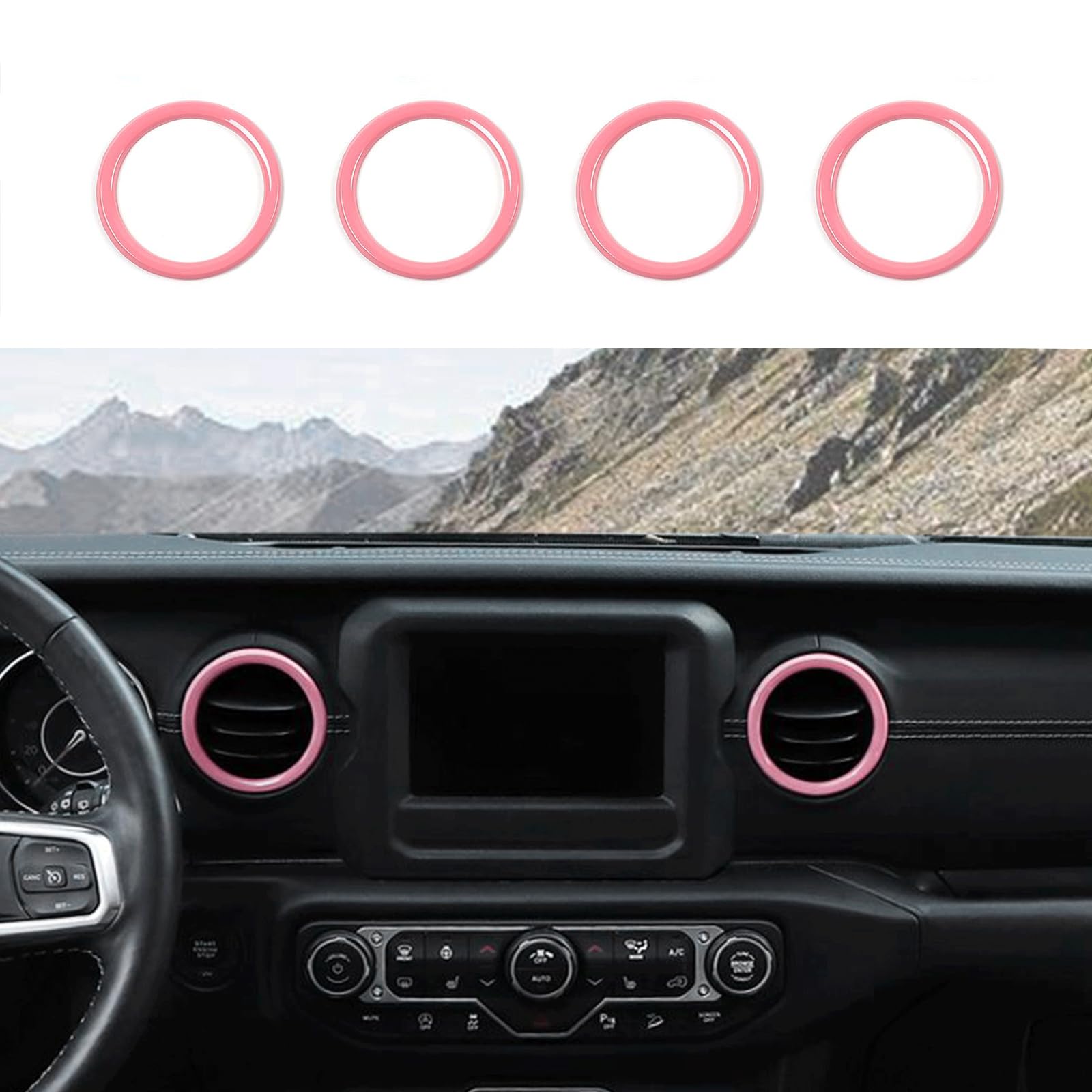 JeCar Pink Interior Trim Kit for Jeep Wrangler 2018-2023 JL - Dashboard & AC Vent Rings Accessories | Upgrade Your Ride's Style & Protection
