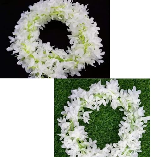 White Hair Gajra Flowers for Wedding - Long Bridal Hair Accessories (Pack of 2) - Perfect for Indian Weddings, Bridal Showers & Cultural Events