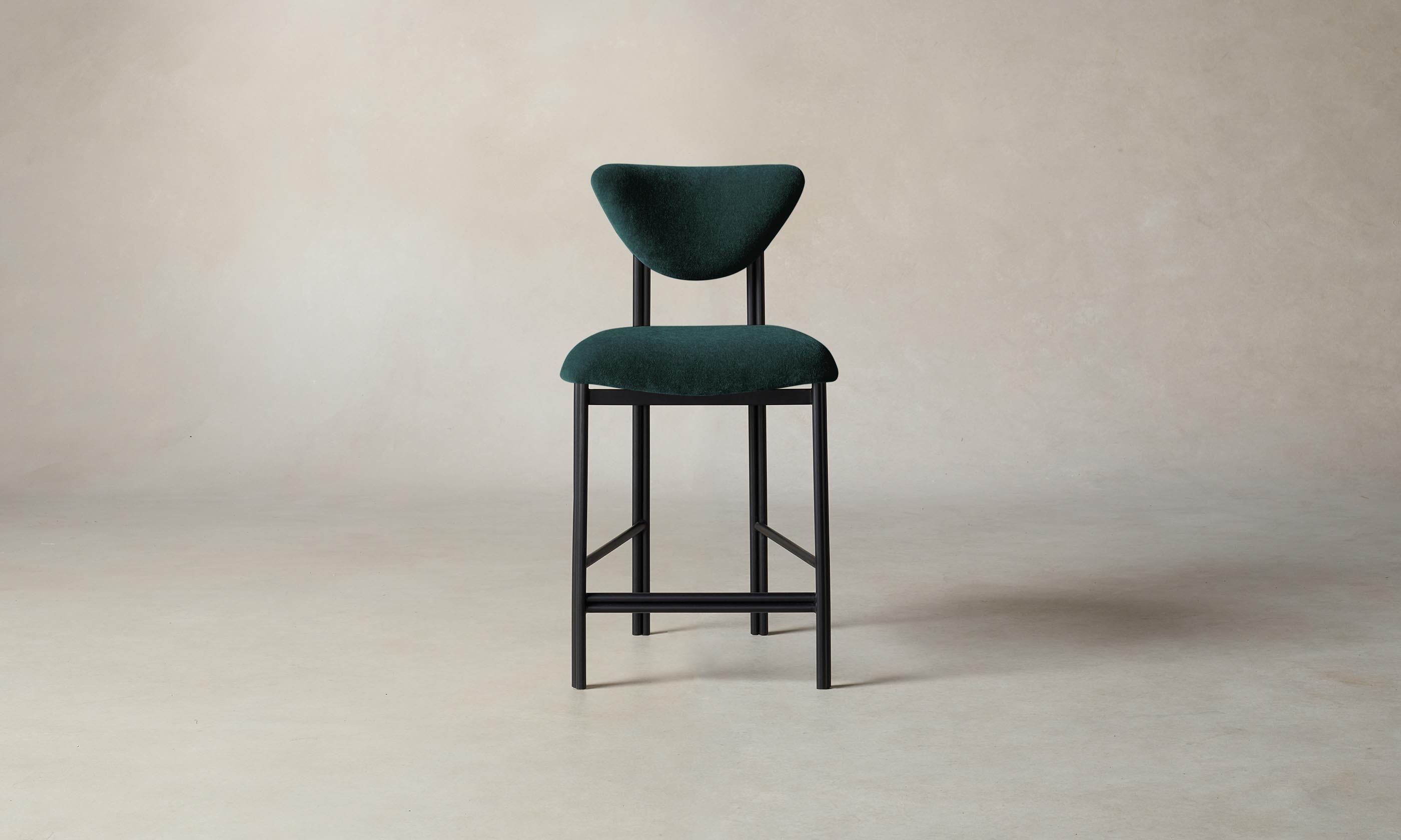 The Cooper Counter Stool - Performance Velvet Emerald Green Bar Stool for Kitchen Island & Breakfast Nook - Modern & Comfortable Counter Height Seating for Home & Commercial Use
