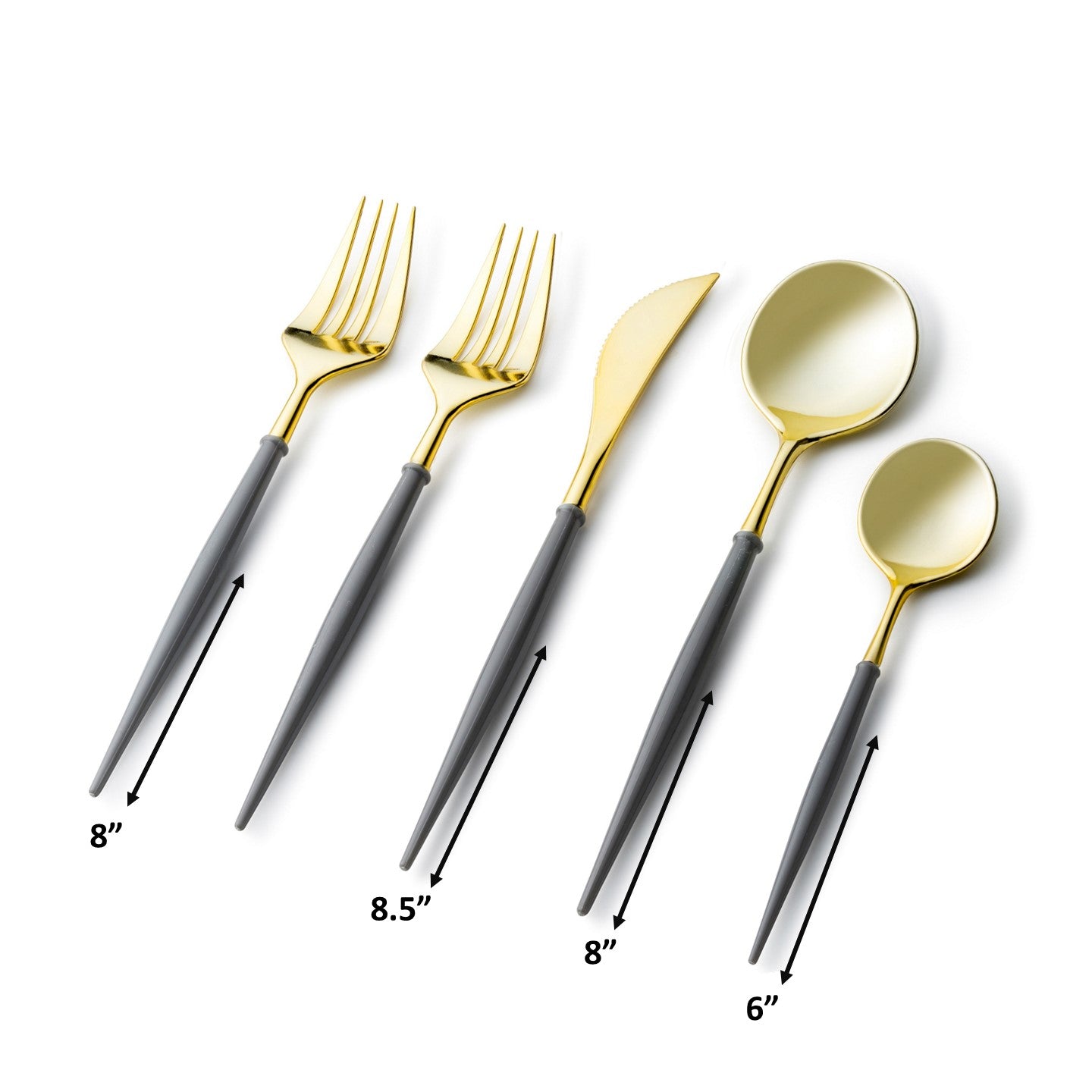 Premium Noble Collection Gold & Gray Flatware Set - 40-Piece Service for 8 - Elegant Dinnerware for Formal Dining, Wedding Registry & Holiday Entertaining