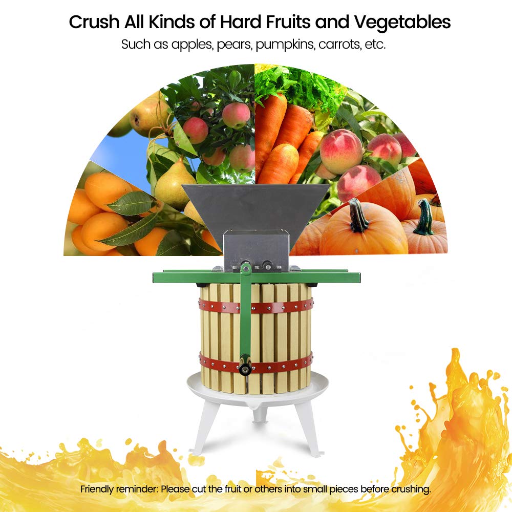 100% Natural Fruit Wine Press and Crusher with Filter Bag - Apple, Carrot, Orange, Berry & Vegetable Juicer for Homemade Juice, Cheese, Tincture & Herbal Press - Perfect for Home Brewing, Winemaking & Healthy Juicing