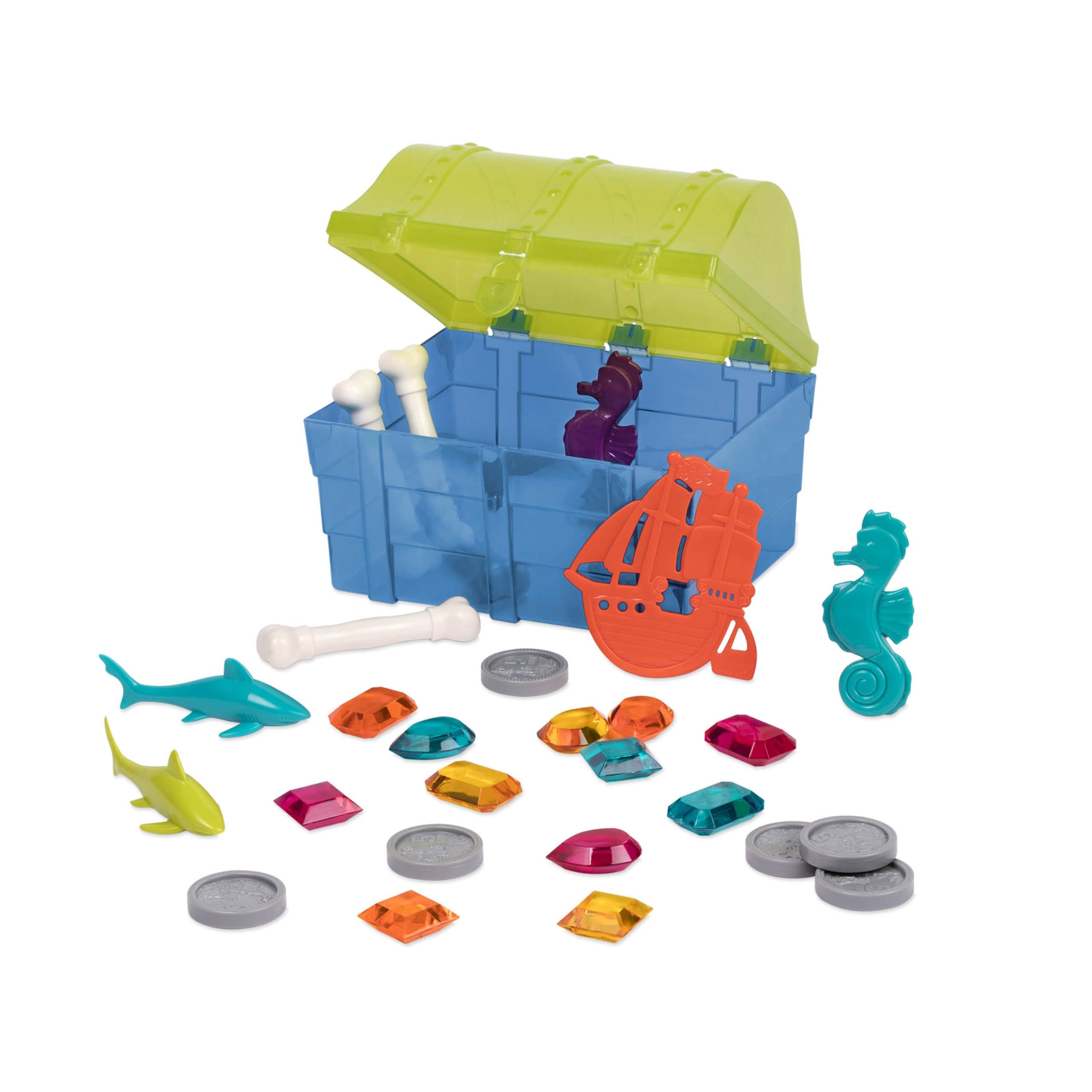 Battat Pirate Treasure Chest Diving Game for Kids - 28 Pc Underwater Pool Toys Set for Ages 8+ - Perfect for Summer Beach, Pool Parties & Backyard Water Play