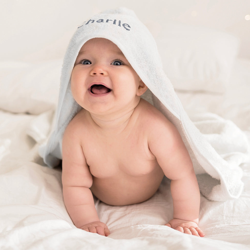 Personalized Baby Boy Hooded Towel - Soft & Absorbent Hooded Bath Towel for Newborns & Toddlers - Perfect for Bath Time, Swimming & Beach Outings