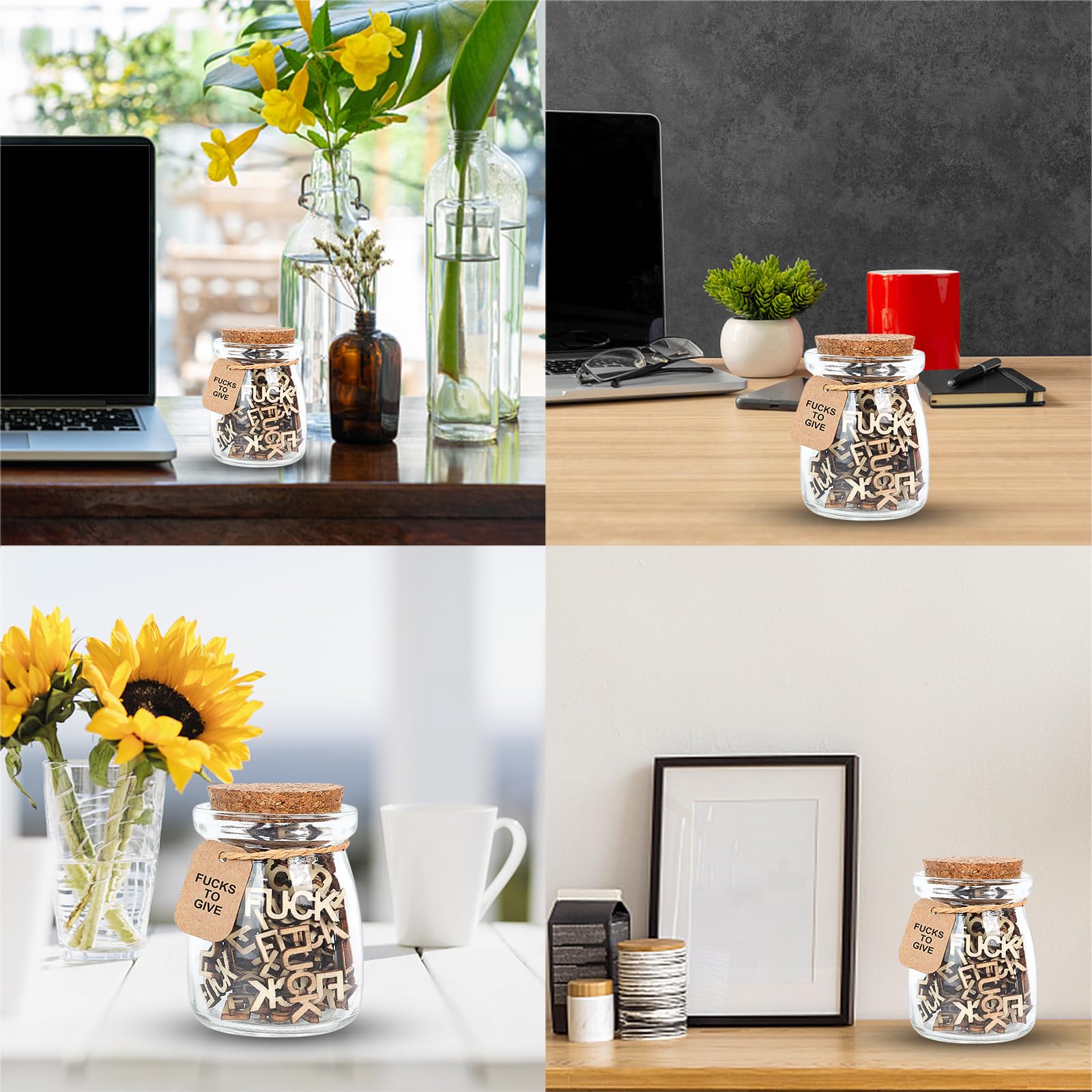 Funny 'Jar of Fucks' Wooden Cutout Letter - Hilarious Gag Gift for Valentine's Day, Birthday, Anniversary & Christmas - Perfect for Office Pranks, White Elephant Parties & Stress Relief Gifts